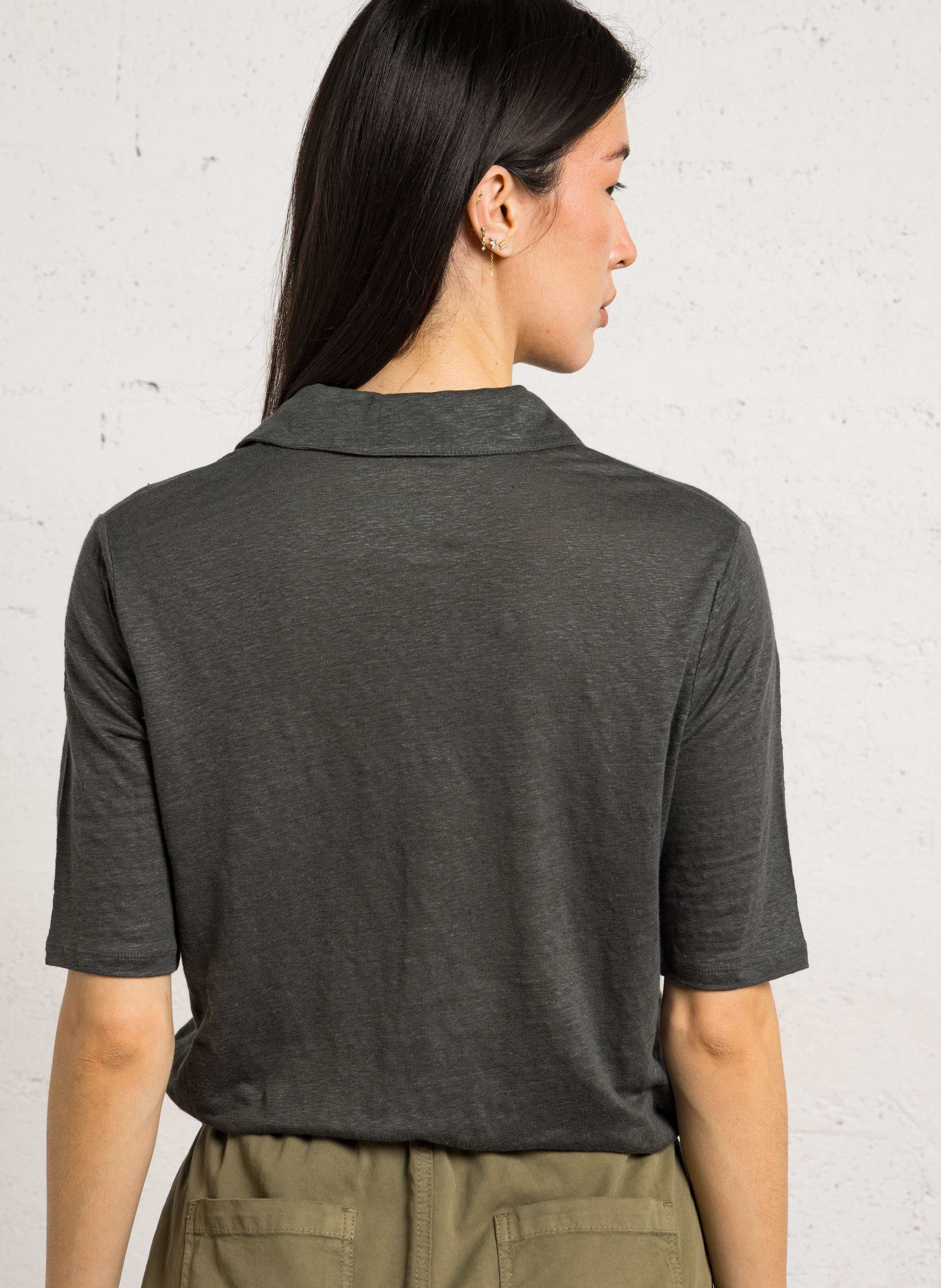 Linen-blend shirt with classic collar MAJESTIC FILATURES Grey