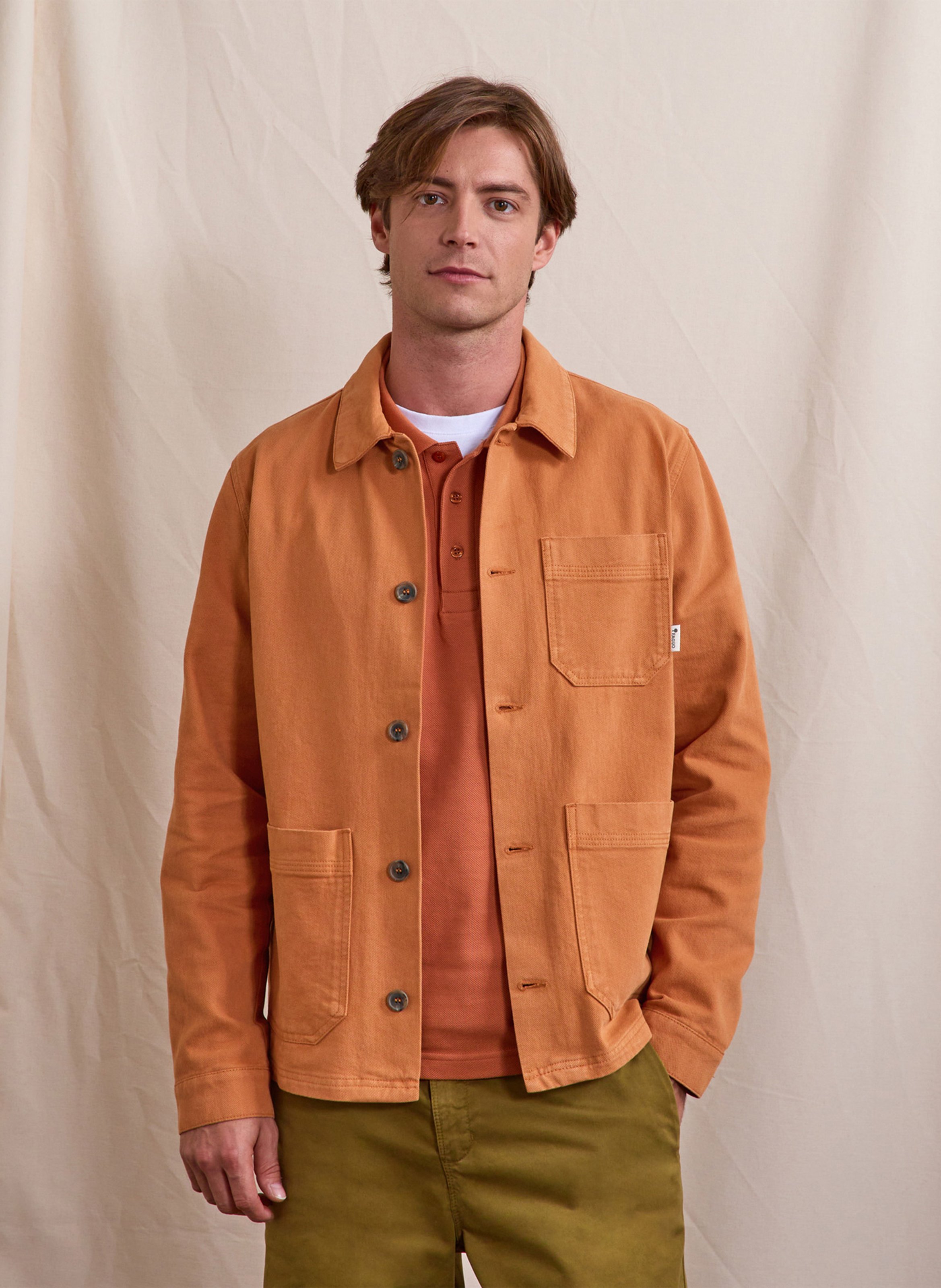 Weite Jacke mit klassischem Kragen aus Baumwollcanvas FAGUO Rot