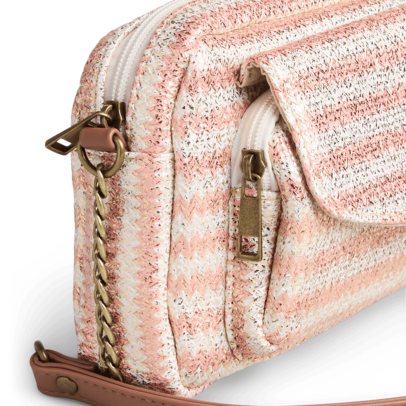 Rieten schoudertas PIECES Oranje