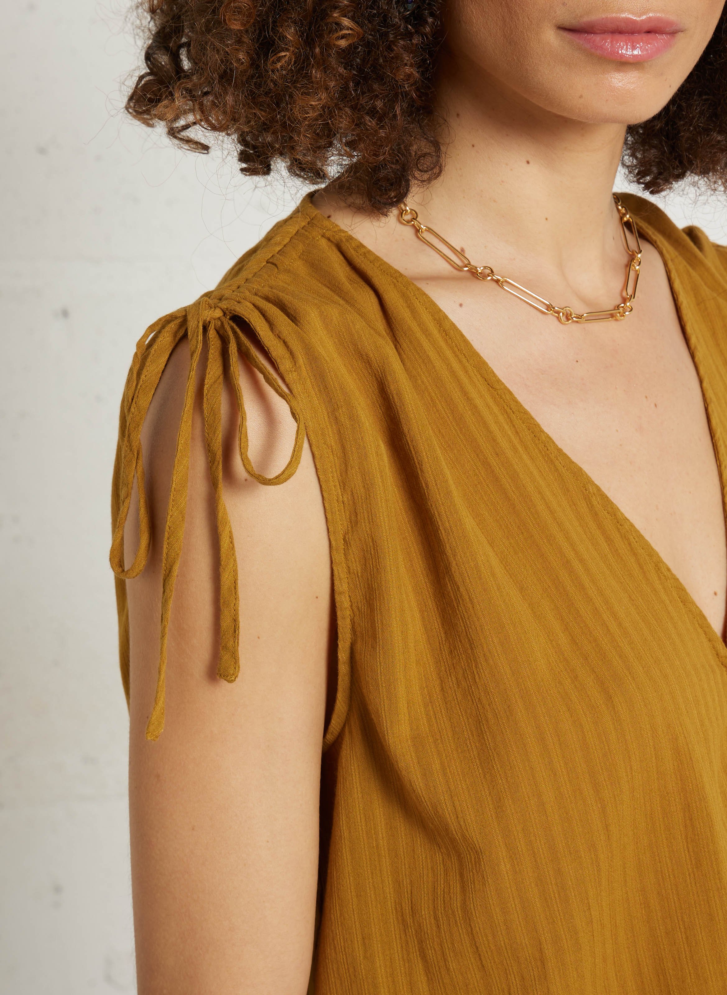 Top col V sans manches en coton DES PETITS HAUTS Doré