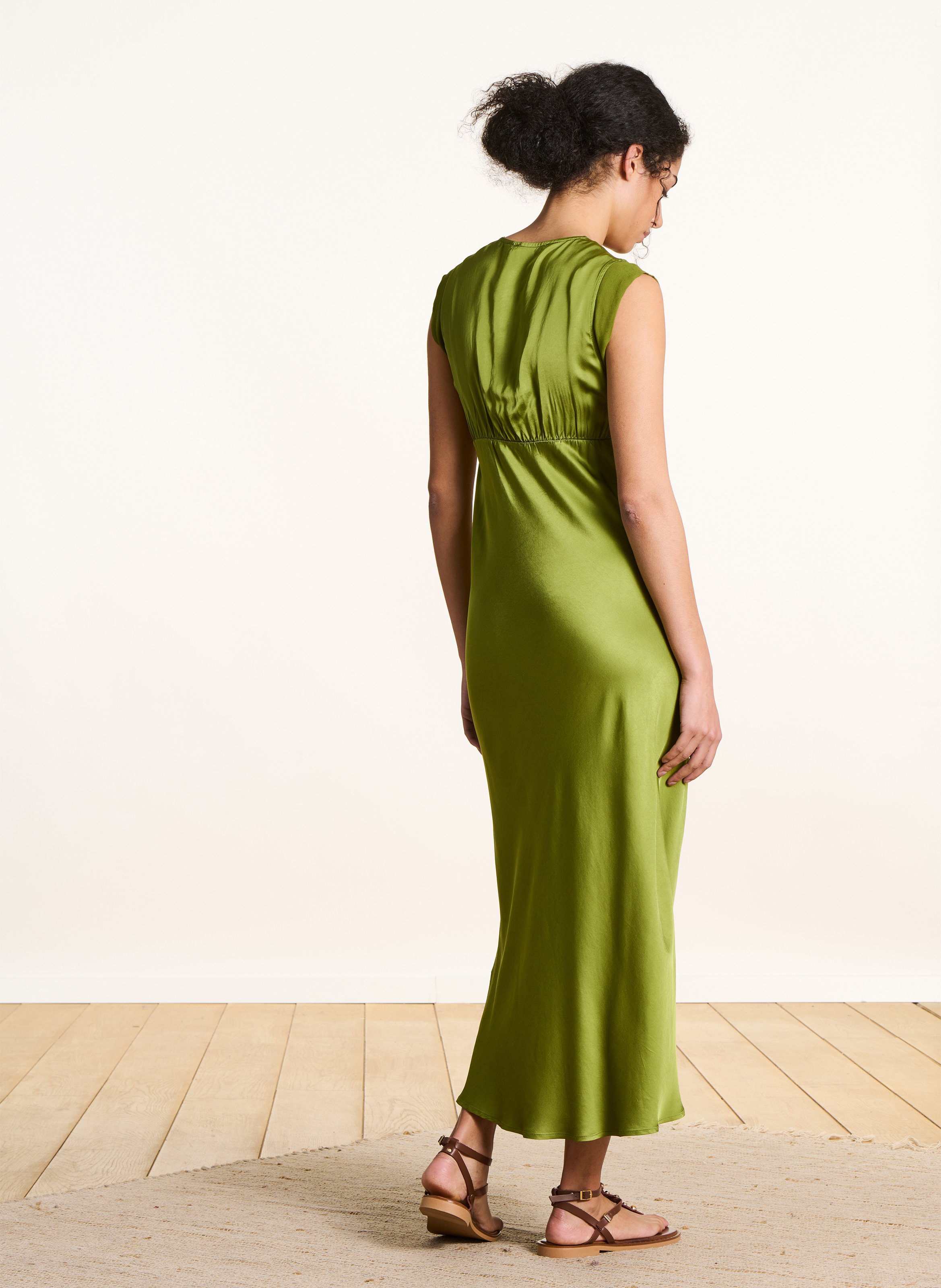 Robe longue col V LA FEE MARABOUTEE Vert