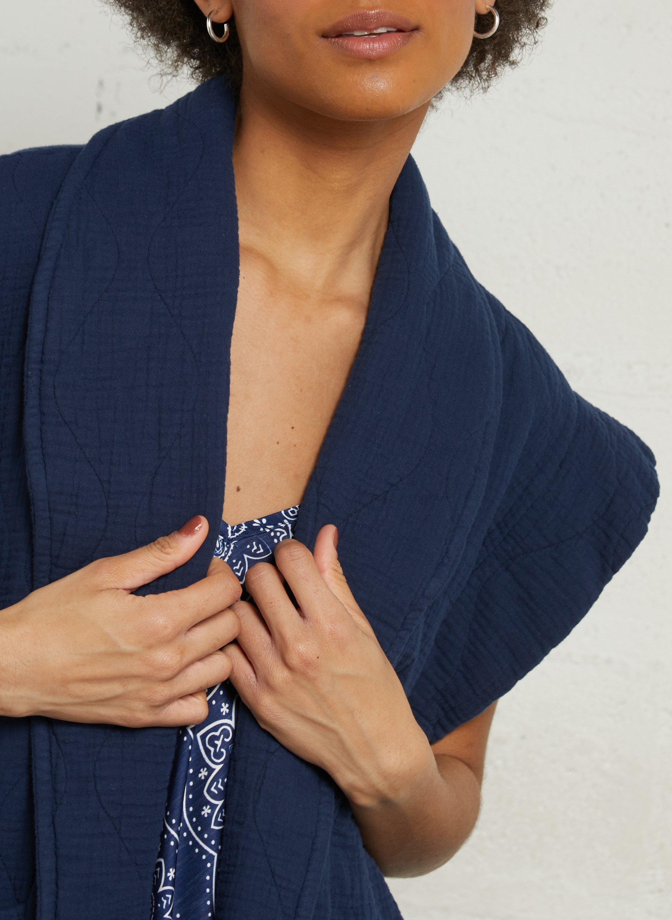 Sleeveless cotton gauze jacket AOKYANOS Blue