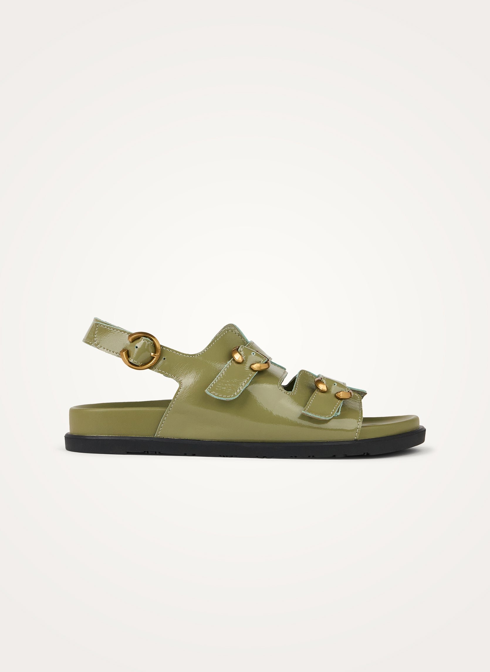 Leopard print flat sandals with strap VANESSA WU Green