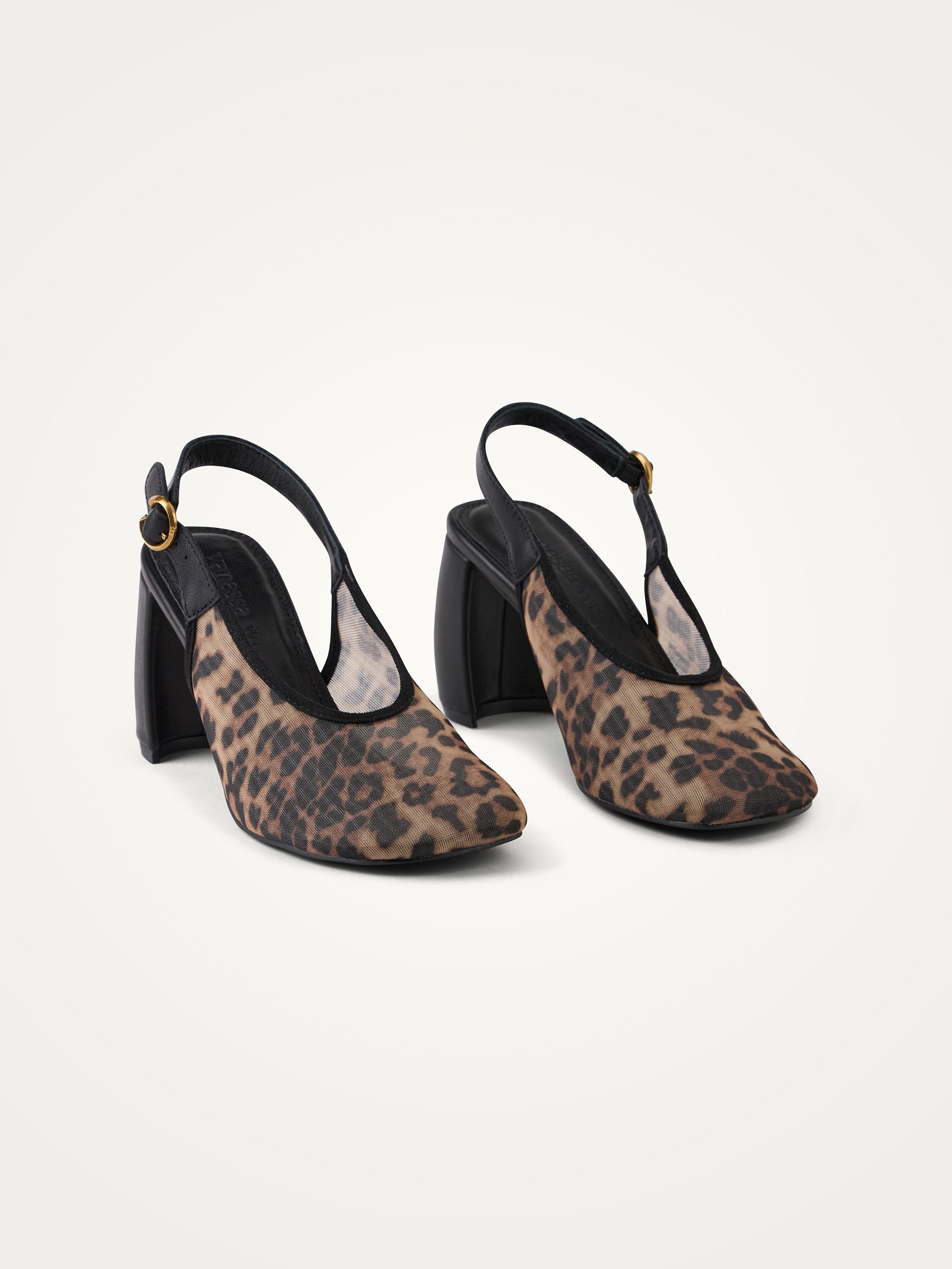Escarpins slingback en cuir effet métallisé à talon demi-lune Multicolore