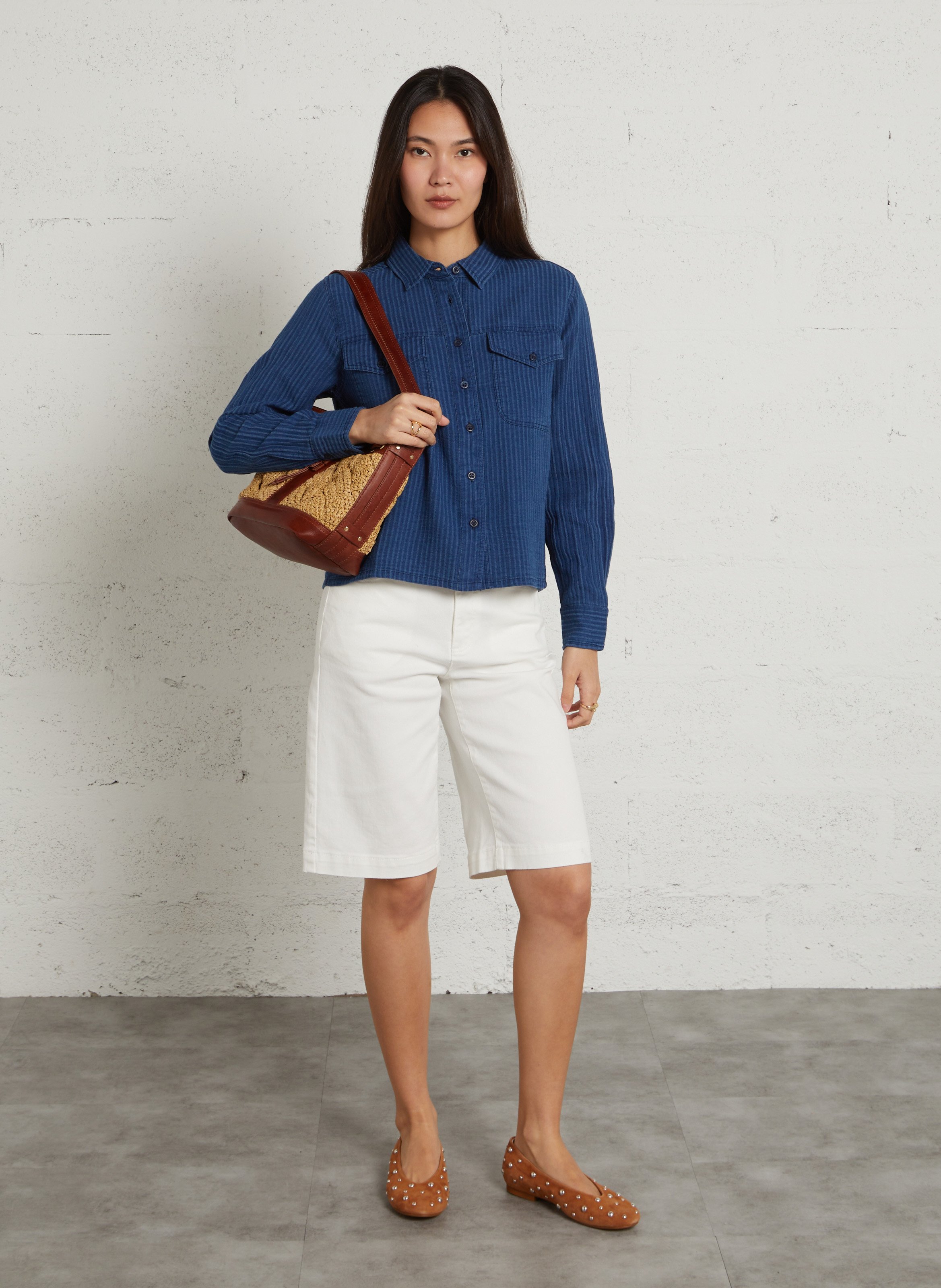 Bermuda - katoenblend MAISON 123 Wit