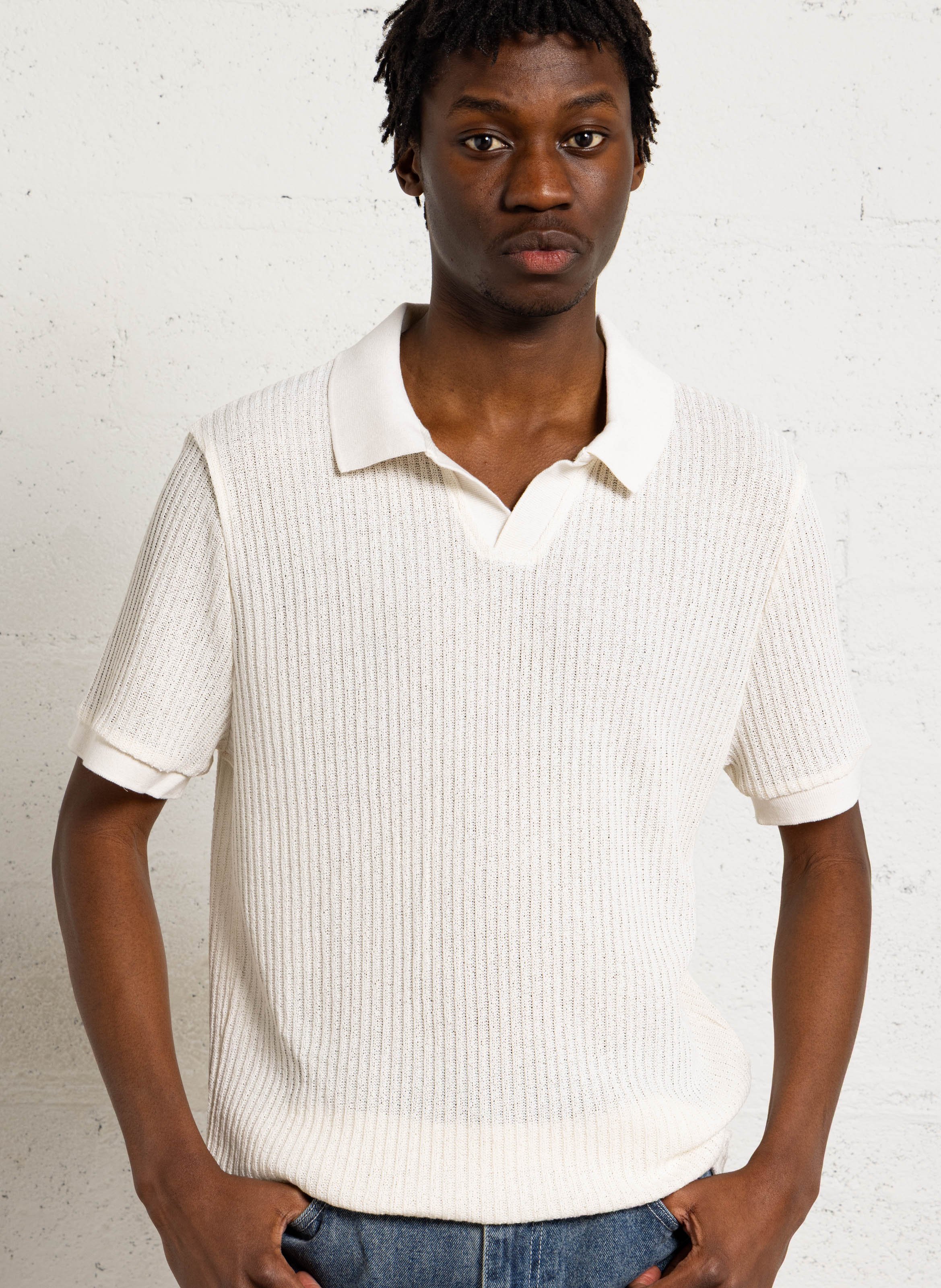 Kurzärmeliges Poloshirt aus Baumwolle AU PRINTEMPS PARIS Beige