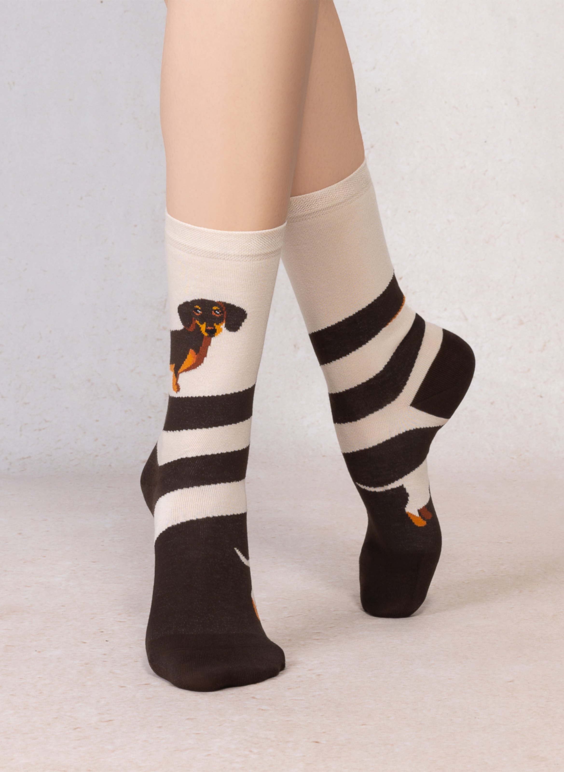 Chaussettes à imprimé en coton mélangé BLEUFORET Marron