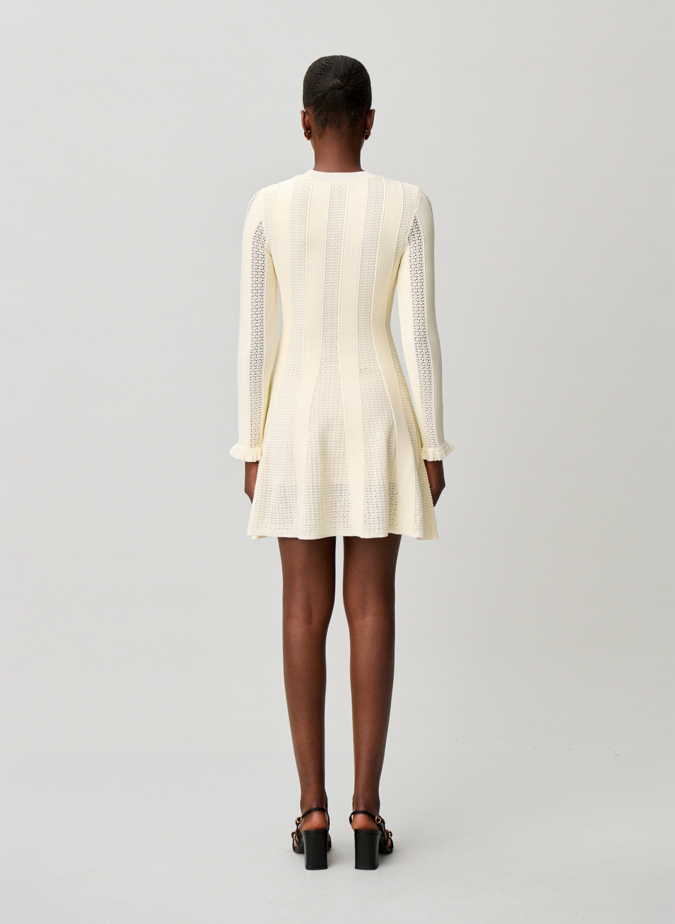 Halflange, gestreepte jurk CLAUDIE PIERLOT Beige