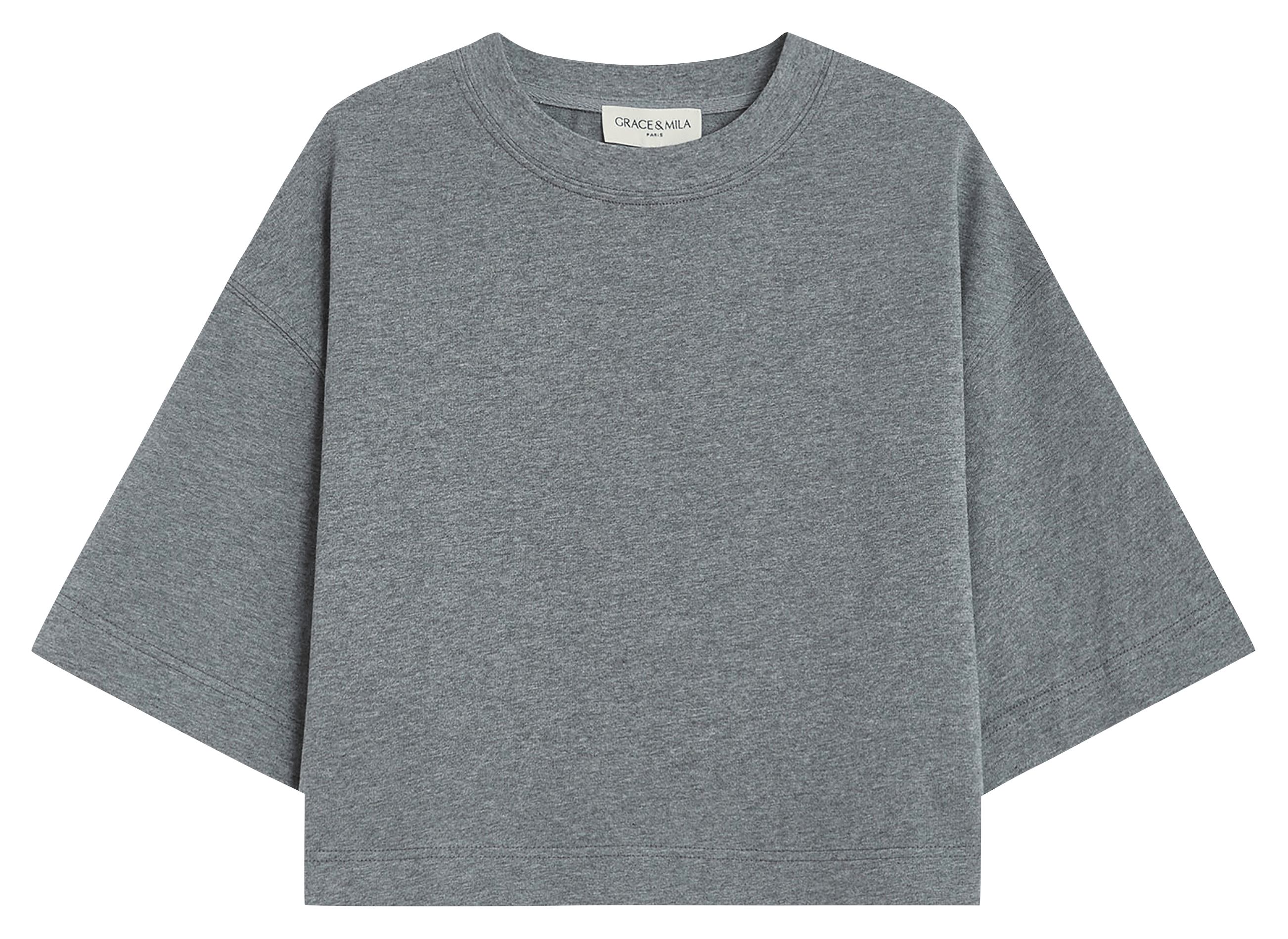 Tee-shirt col rond en coton GRACE ET MILA Argent