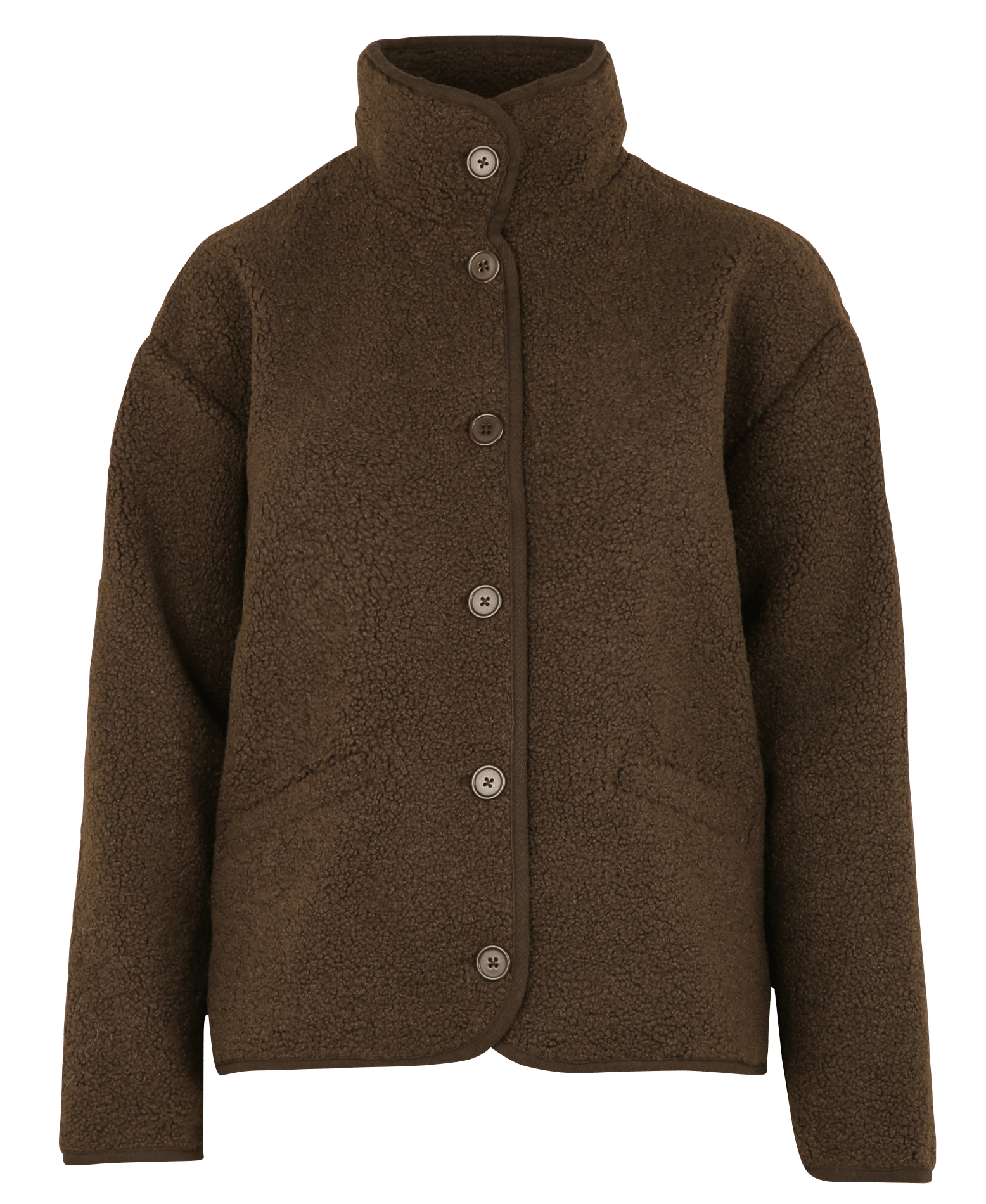 Straight jacket with high collar in bouclé wool JC SOPHIE