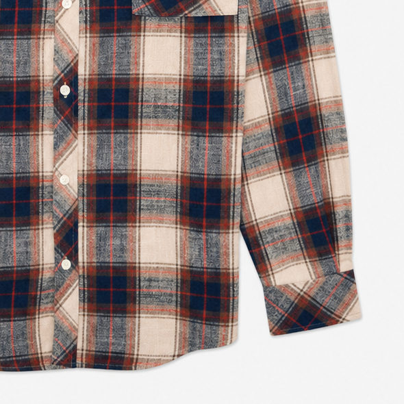 Long-sleeve brushed cotton check shirt SERGE BLANCO Beige
