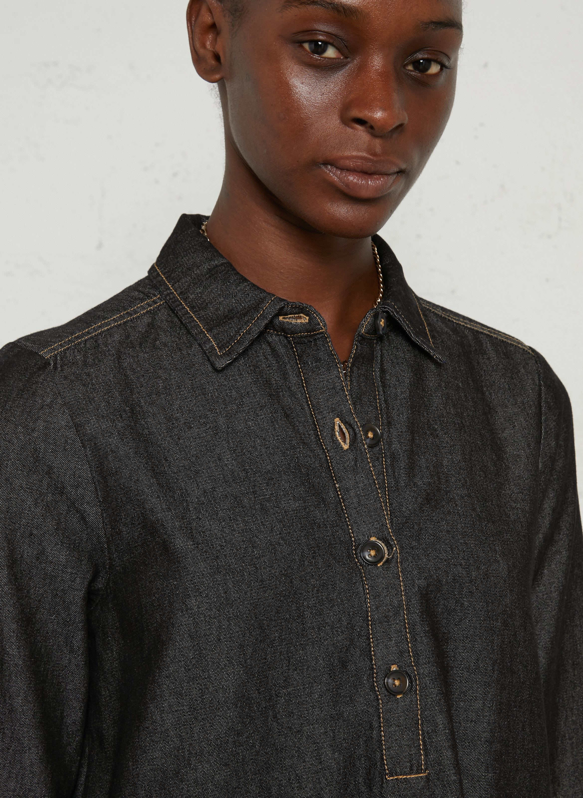 Robe courte col polo en coton NICE THINGS Gris