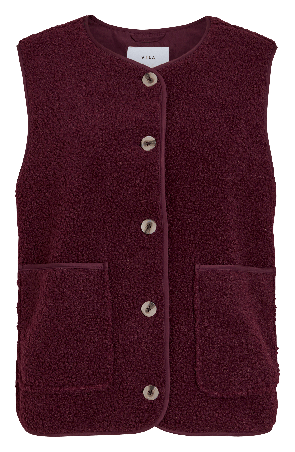 Straight sherpa coat with round collar VILA Brown