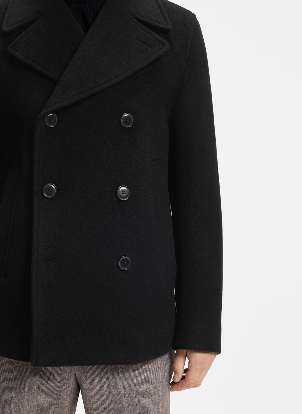 Cross-over wool mix coat BOSS Black