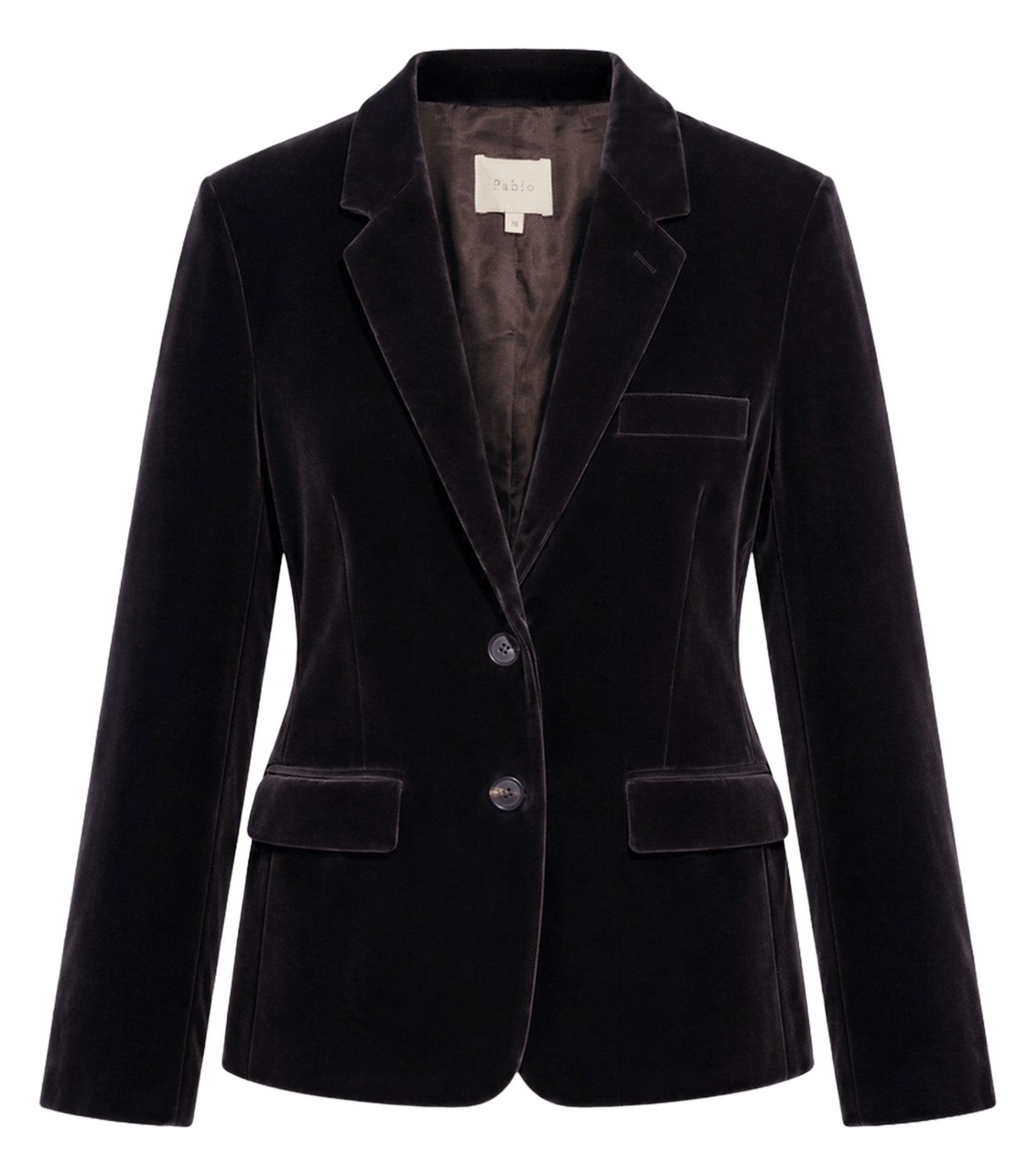 Blazer cintré en velours lisse de coton mélangé PABLO Marron