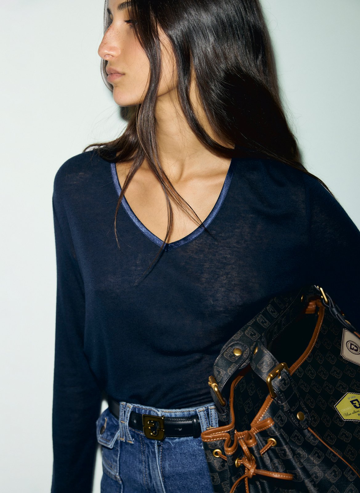 Flame Pattern V-Neck Sweater GERARD DAREL Blue
