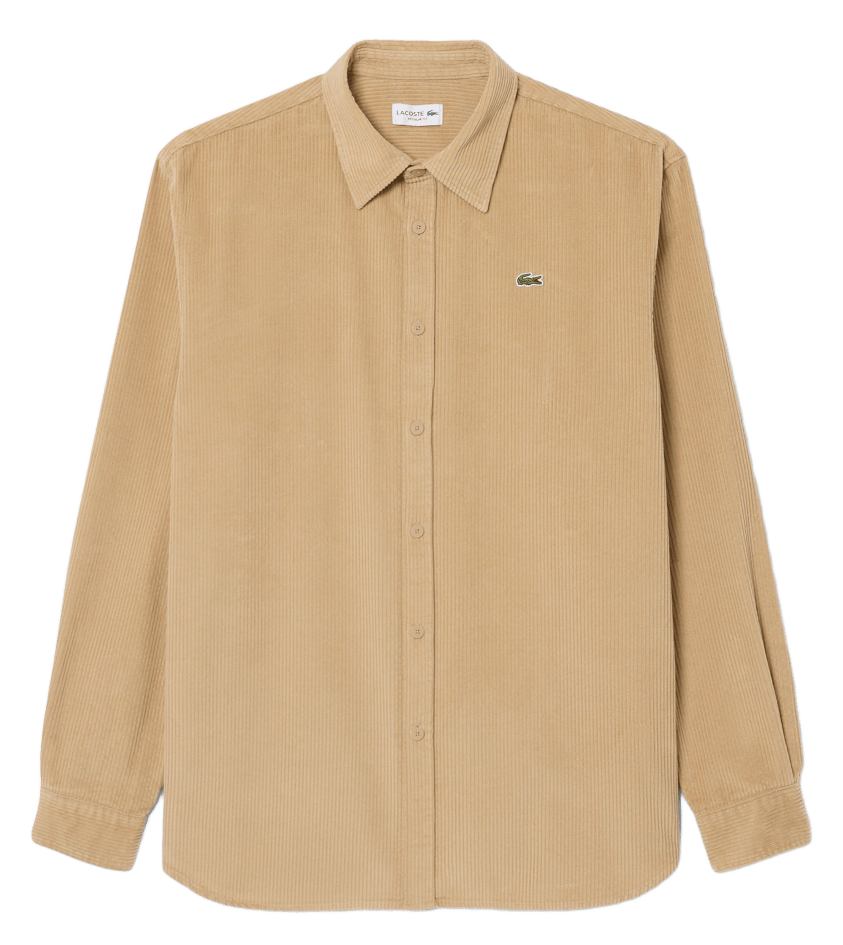Gerade geschnittenes Hemd mit klassischem Kragen aus Cordstoff aus Baumwolle. LACOSTE Beige