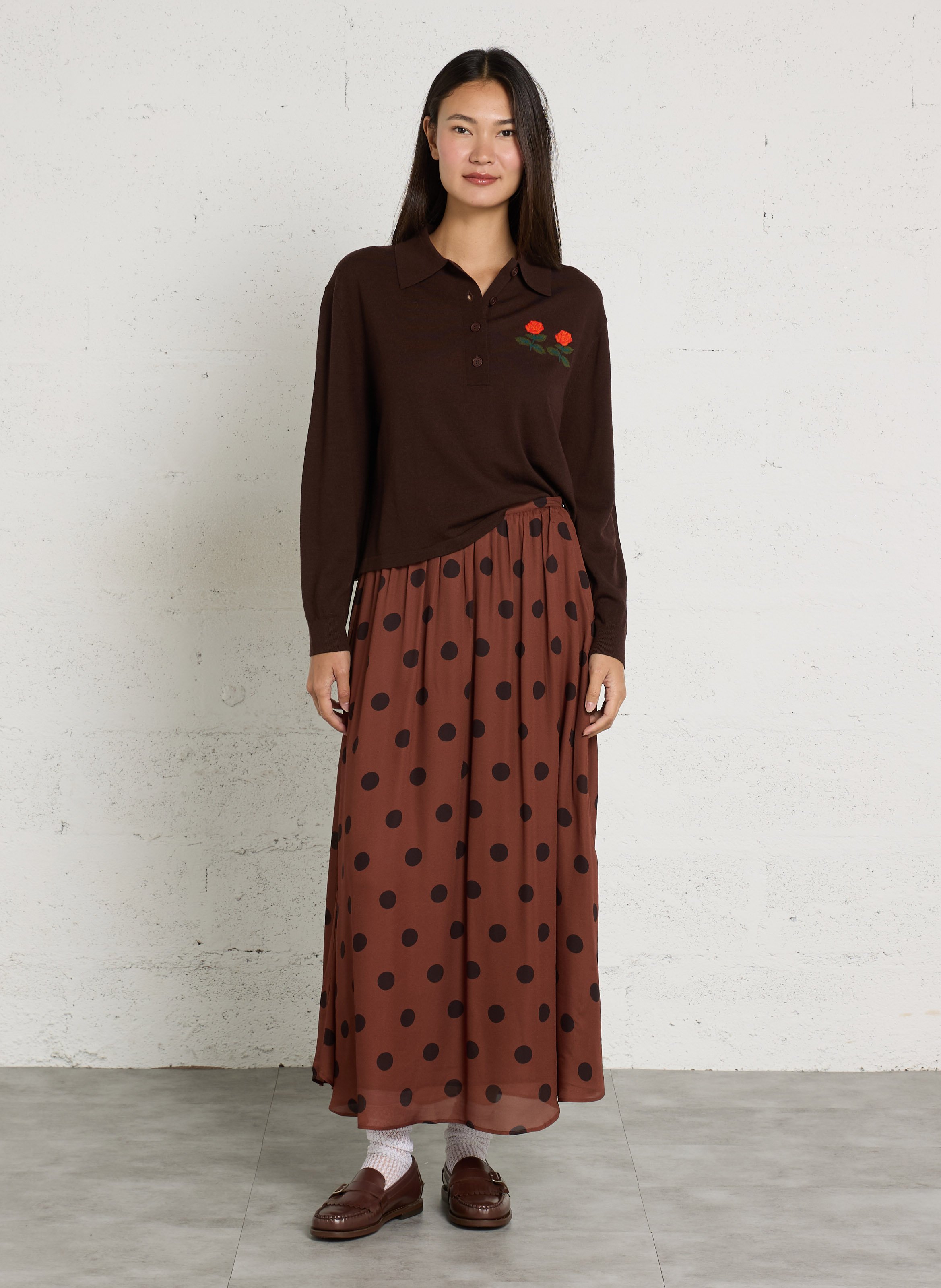 Long skirt with prints DES PETITS HAUTS Brown