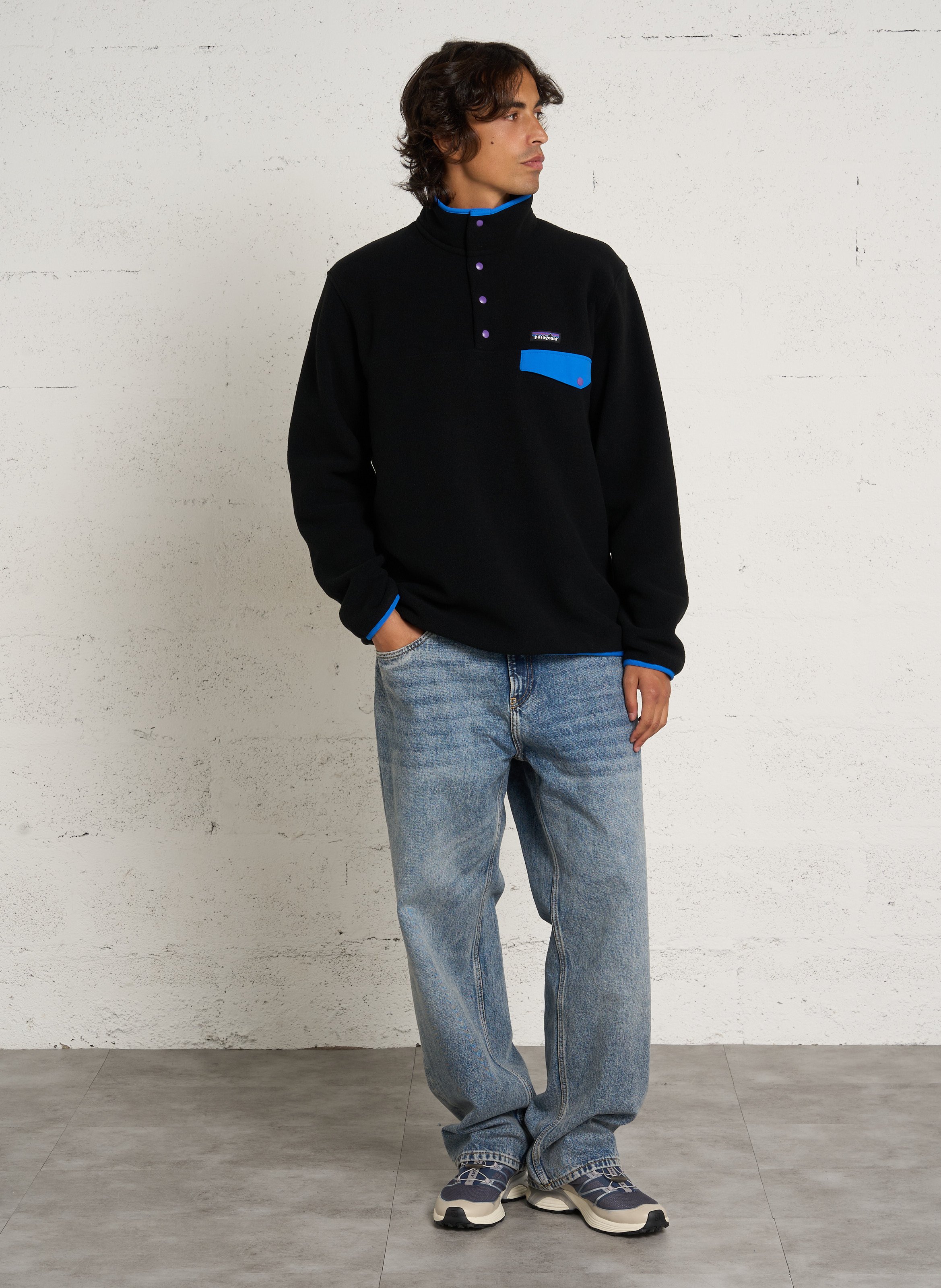 Weites Sweatshirt mit geknöpftem Stehkragen PATAGONIA Schwarz