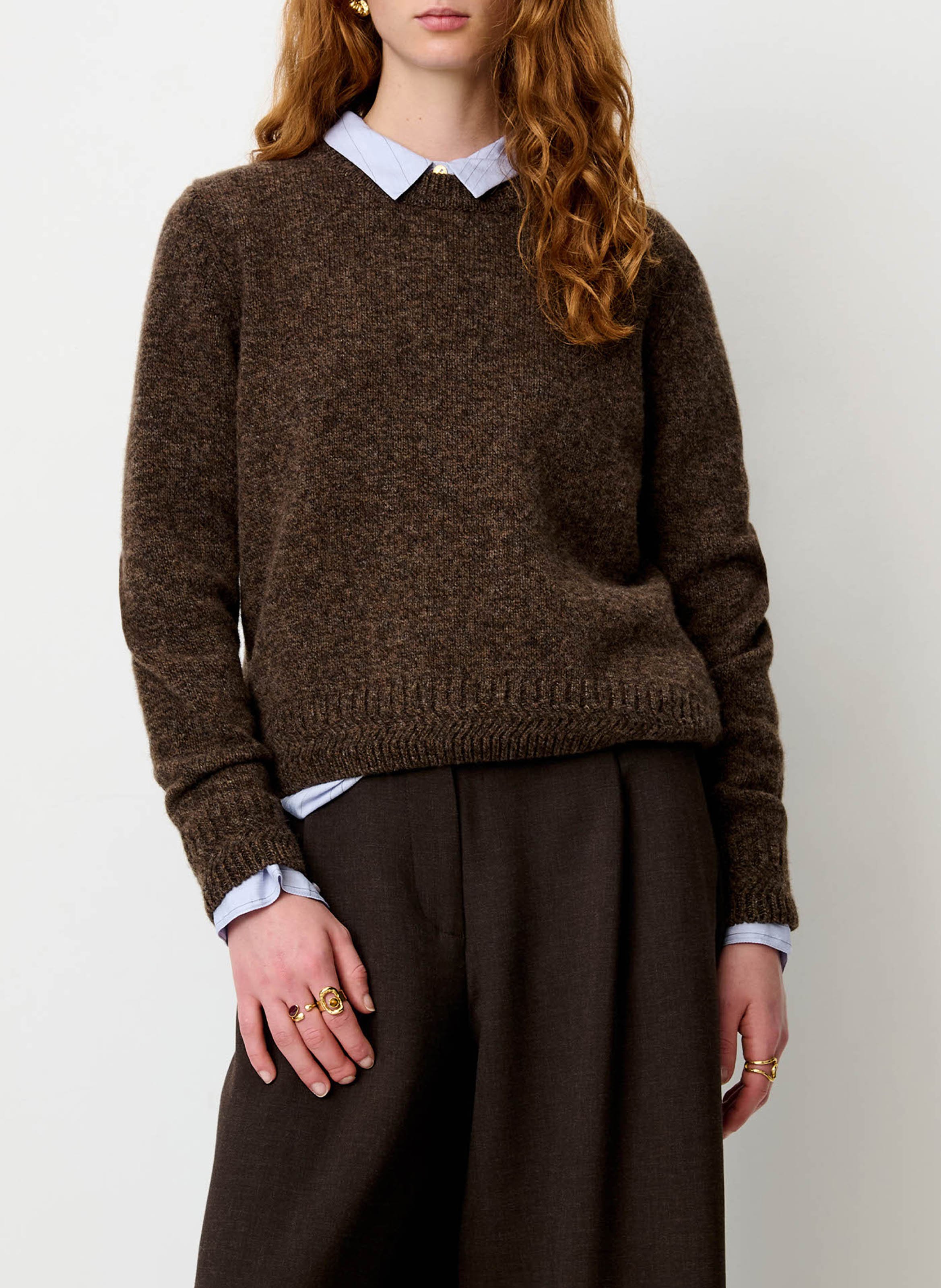 Straight-cut round-neck merino wool sweater SESSUN