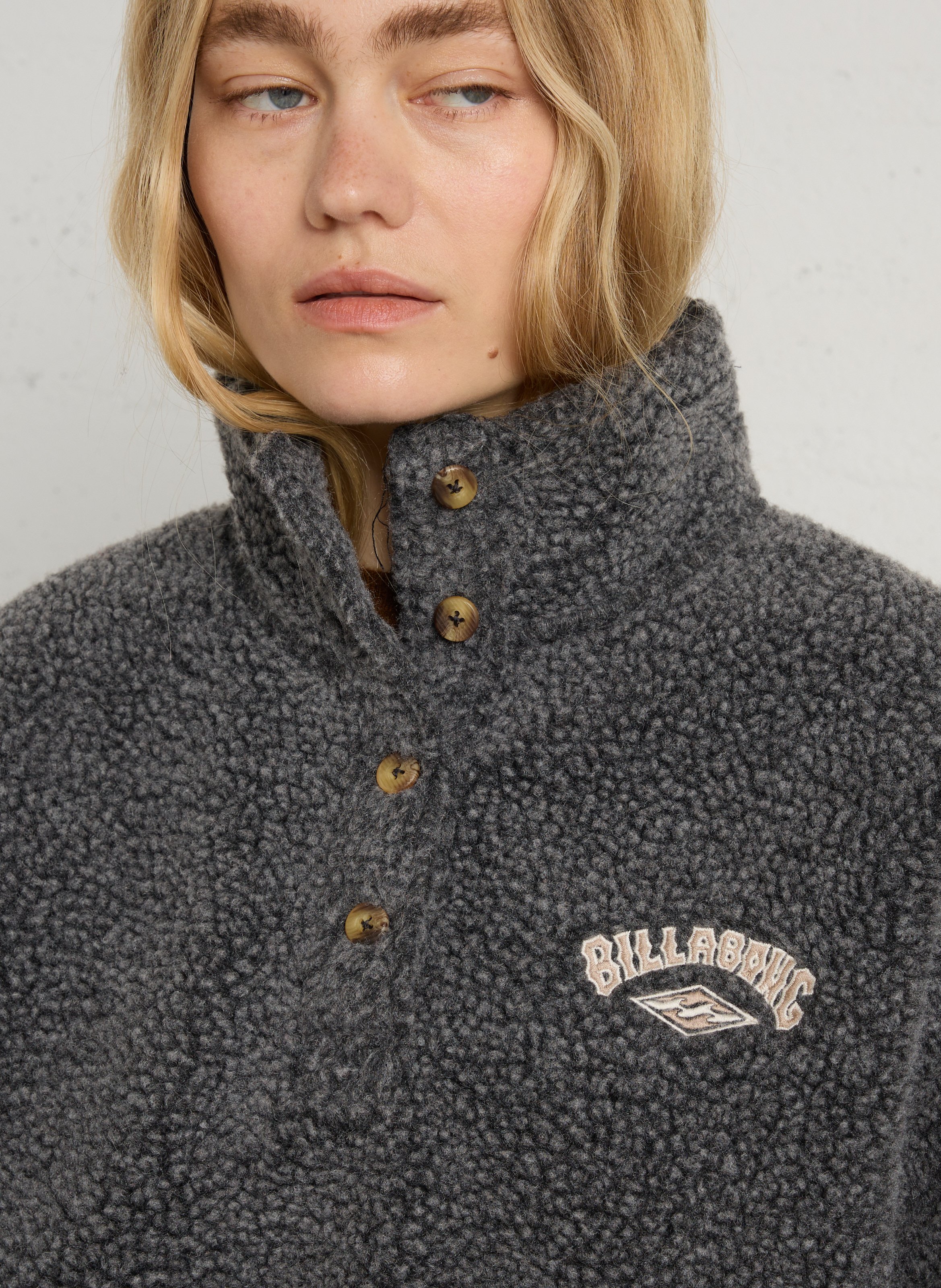 Polaire oversize col montant boutonné BILLABONG Noir