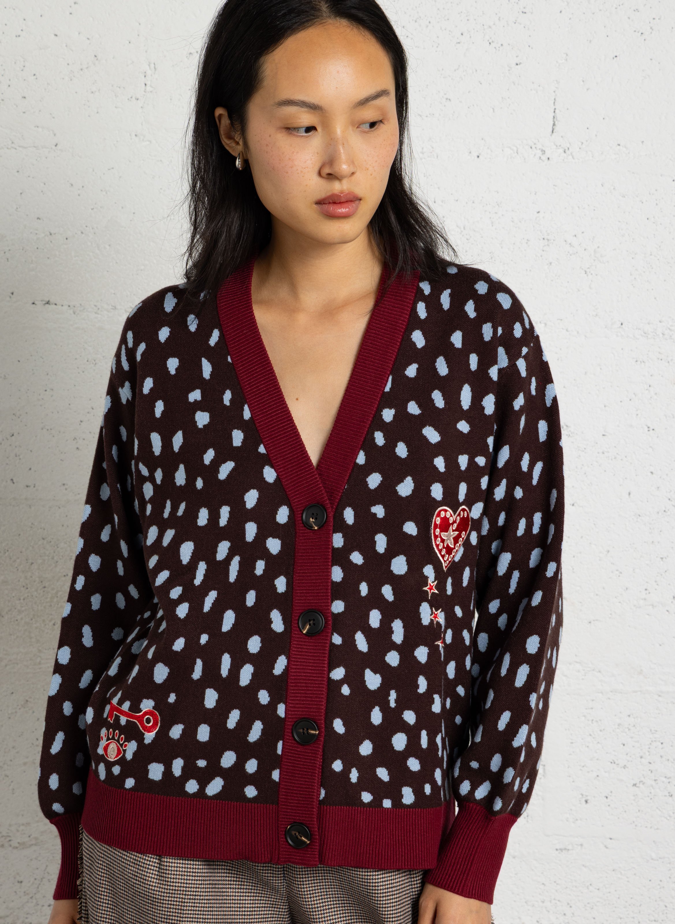 Straight polka-dot cardigan NEVER FULLY DRESSED Brown