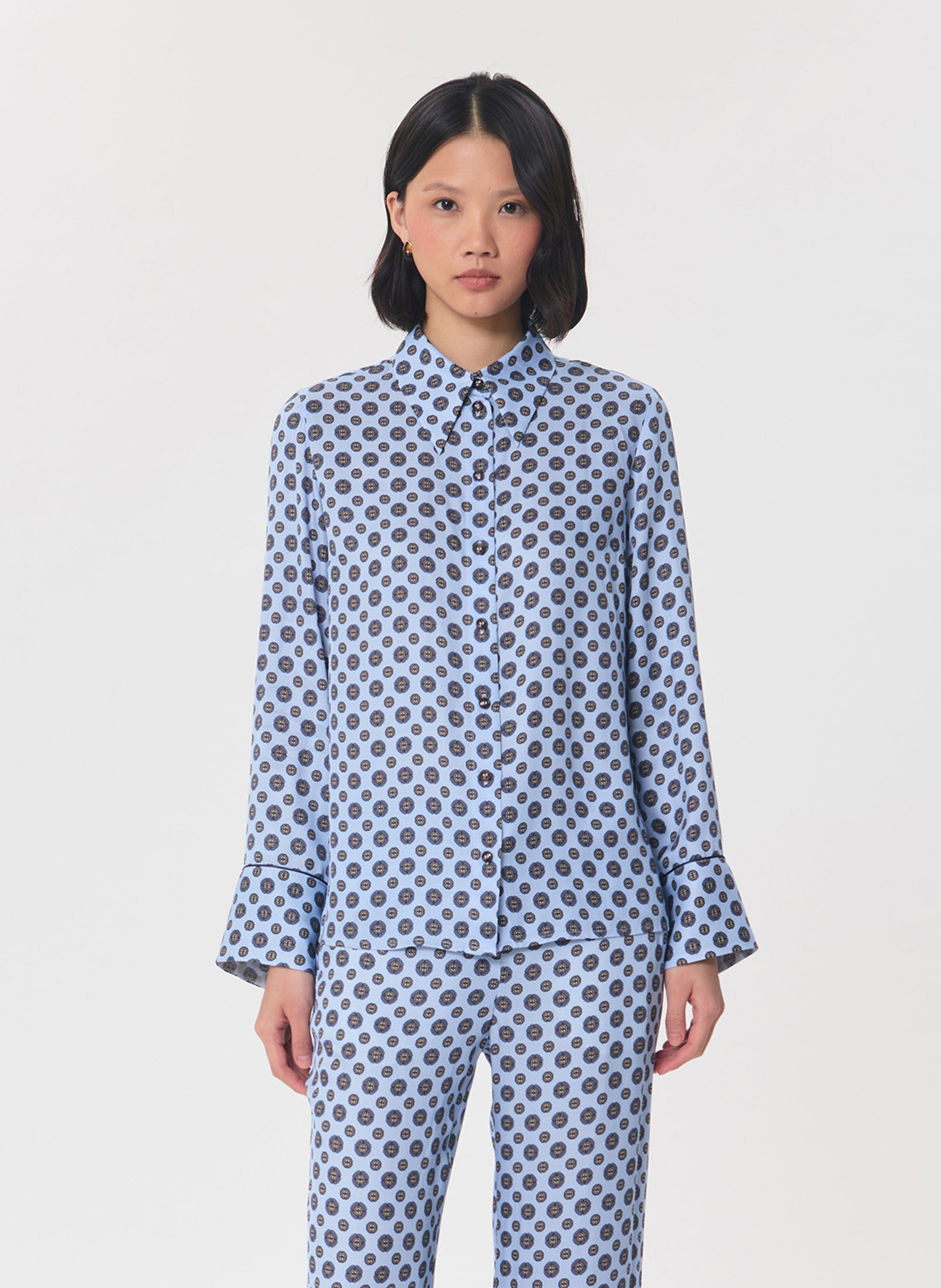 Gerade geschnittene Bluse mit Print TARA JARMON Blau