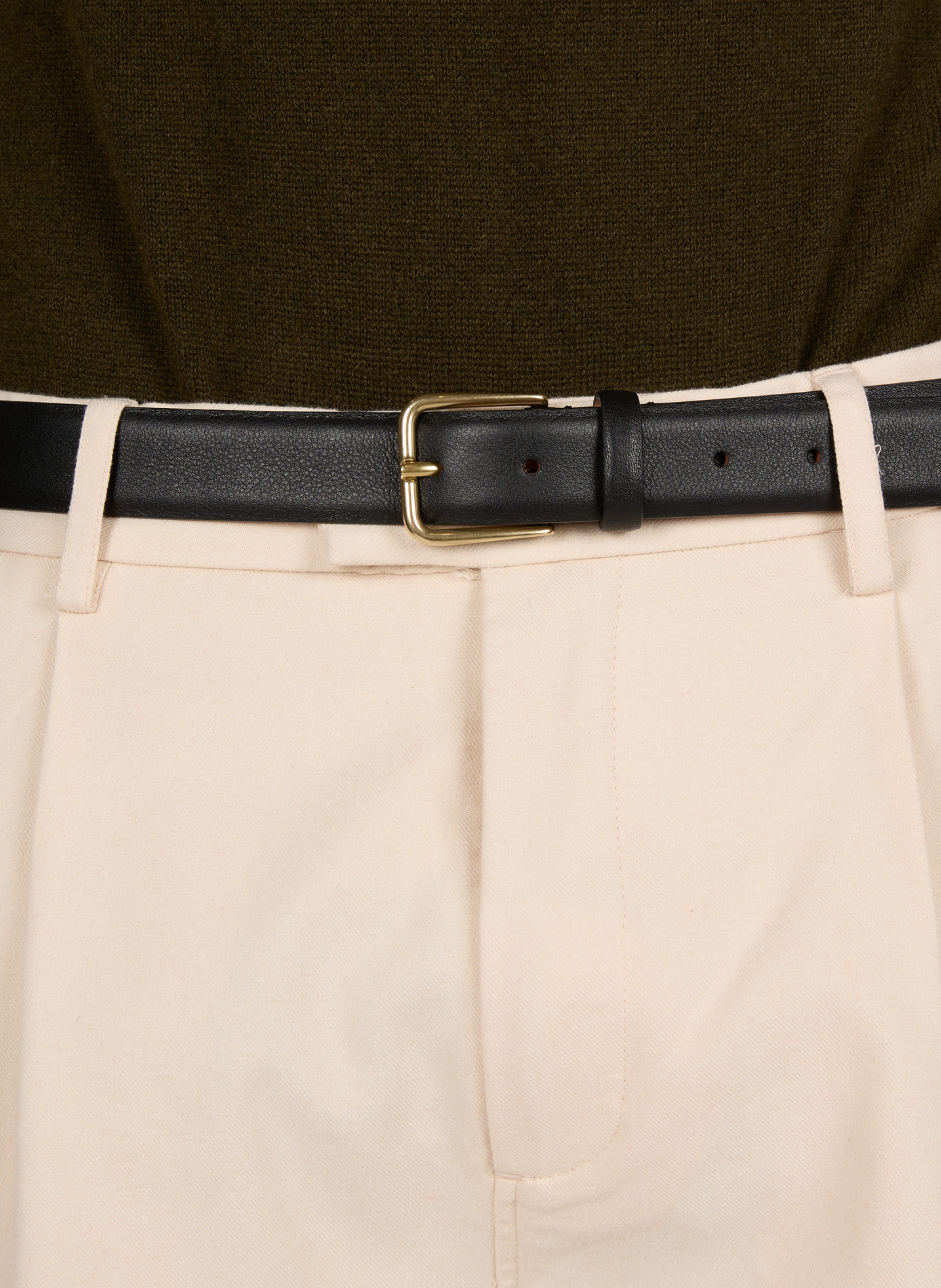 Plain cowhide leather belt SAISON 1865 Black