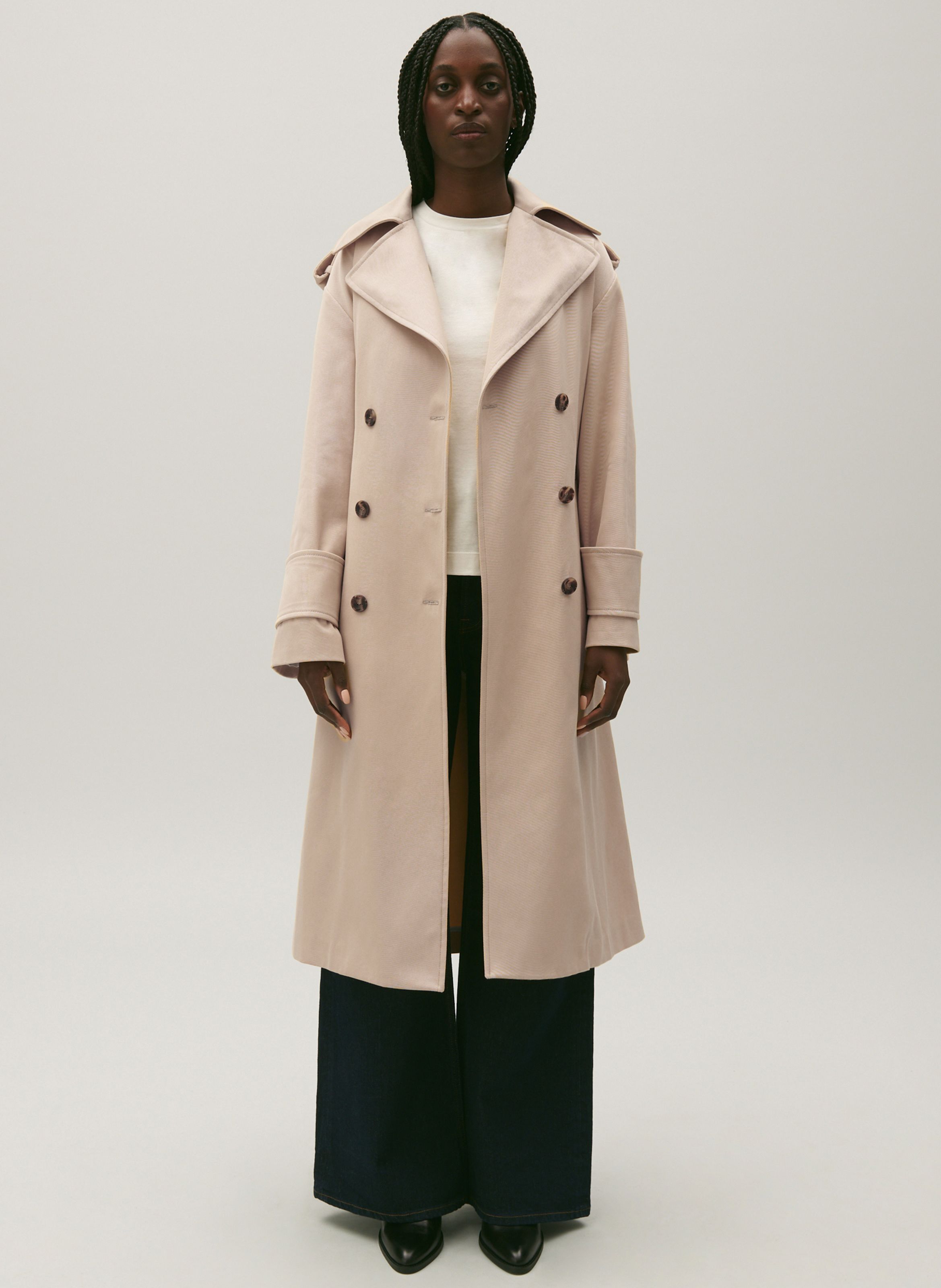 Beige Straight cut organic cotton trench