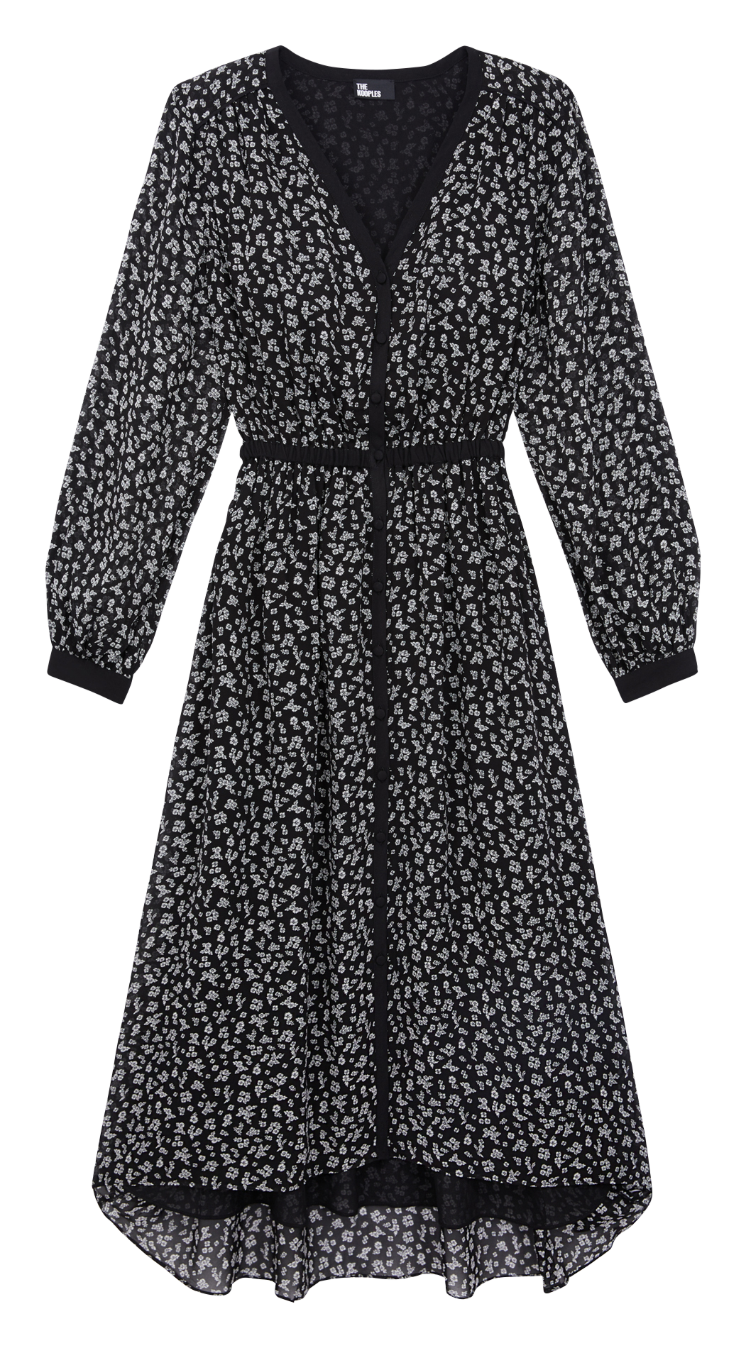 Long floral print V-neck dress THE KOOPLES Black