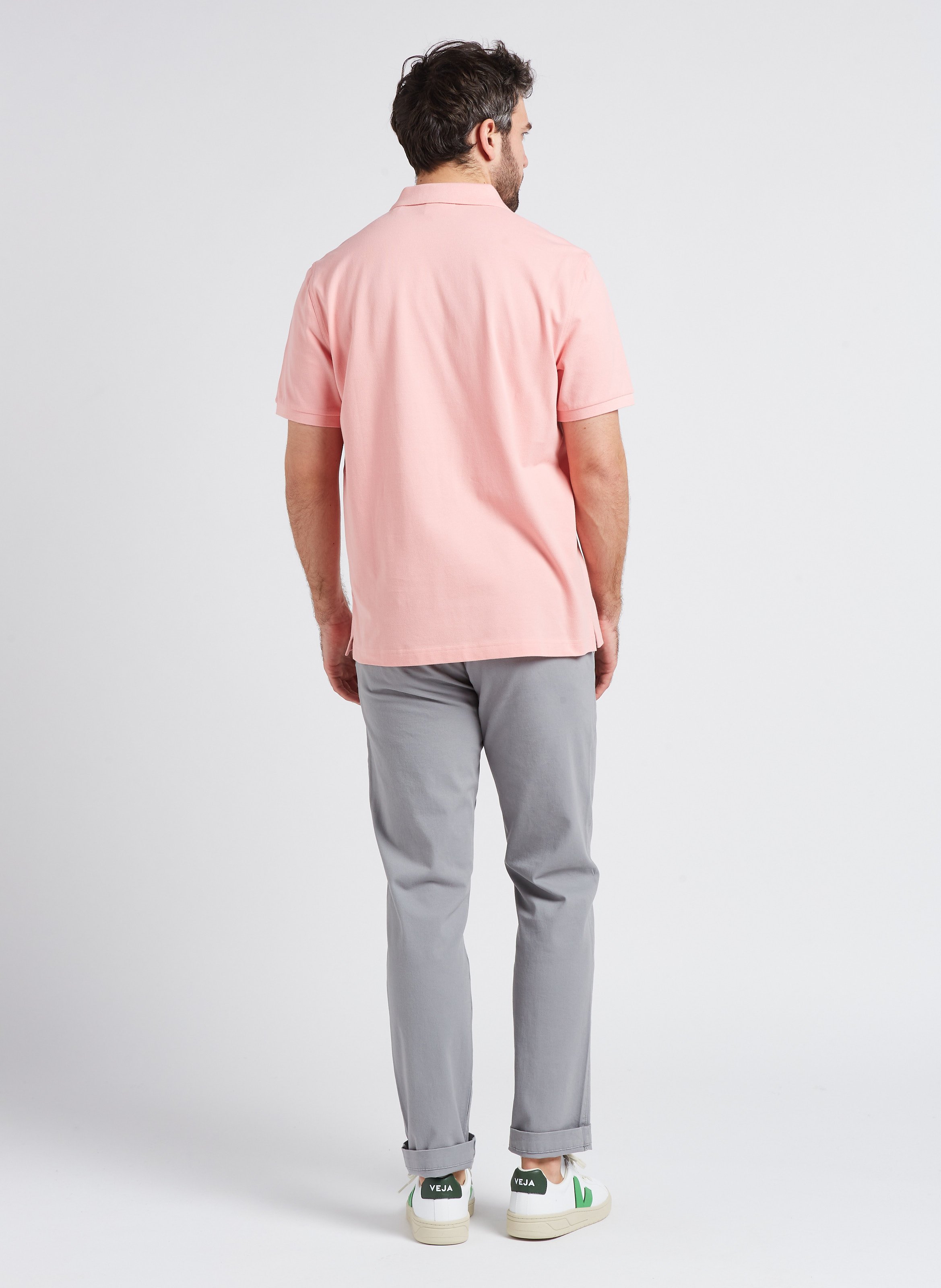 Polo col classique droit en coton  Rose