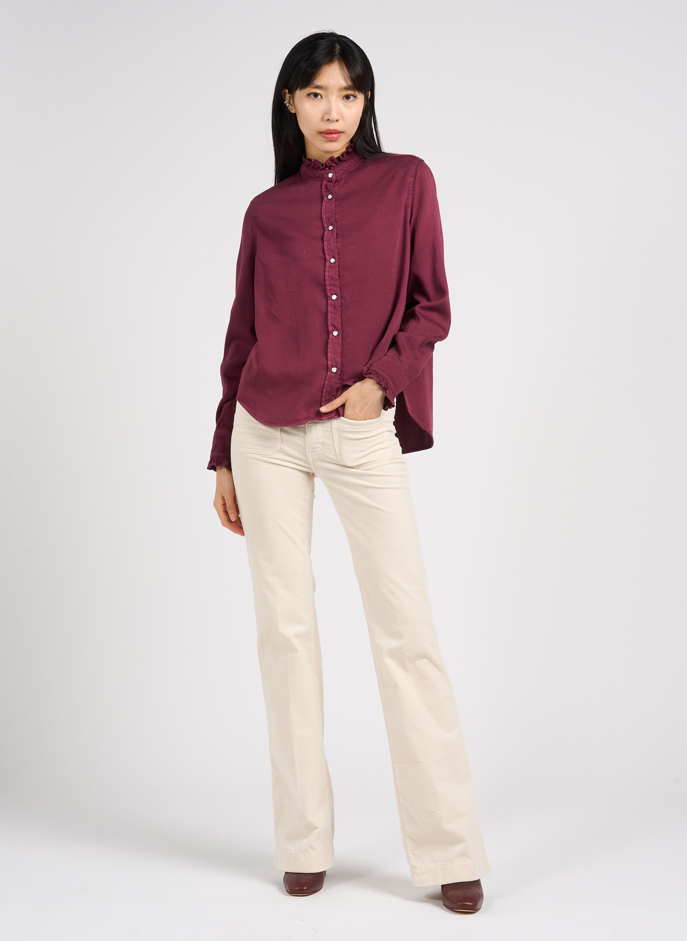 Broek van katoenmix met olifantenpijpen ACQUAVERDE Wit