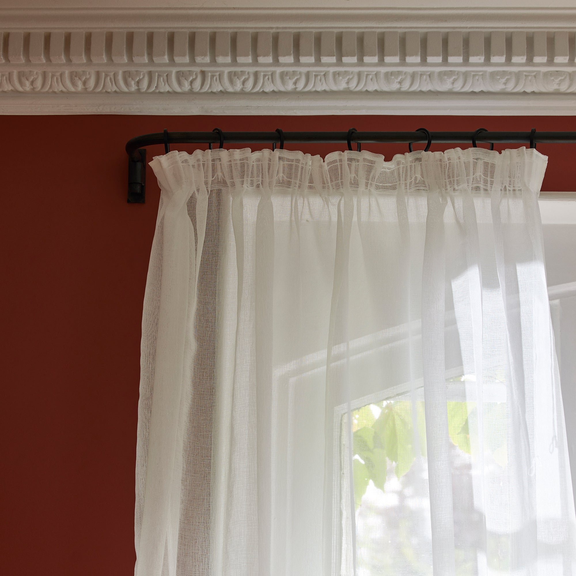 Curtain with gathered ribbon trim MADURA White