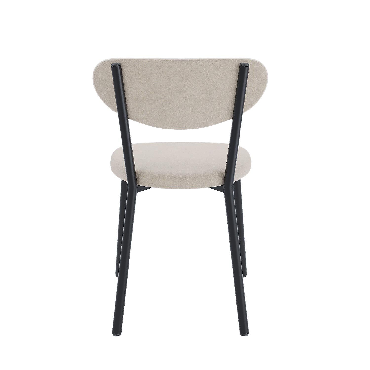 Set of 2 cream bouclette chairs with black metal legs POTIRON PARIS Beige