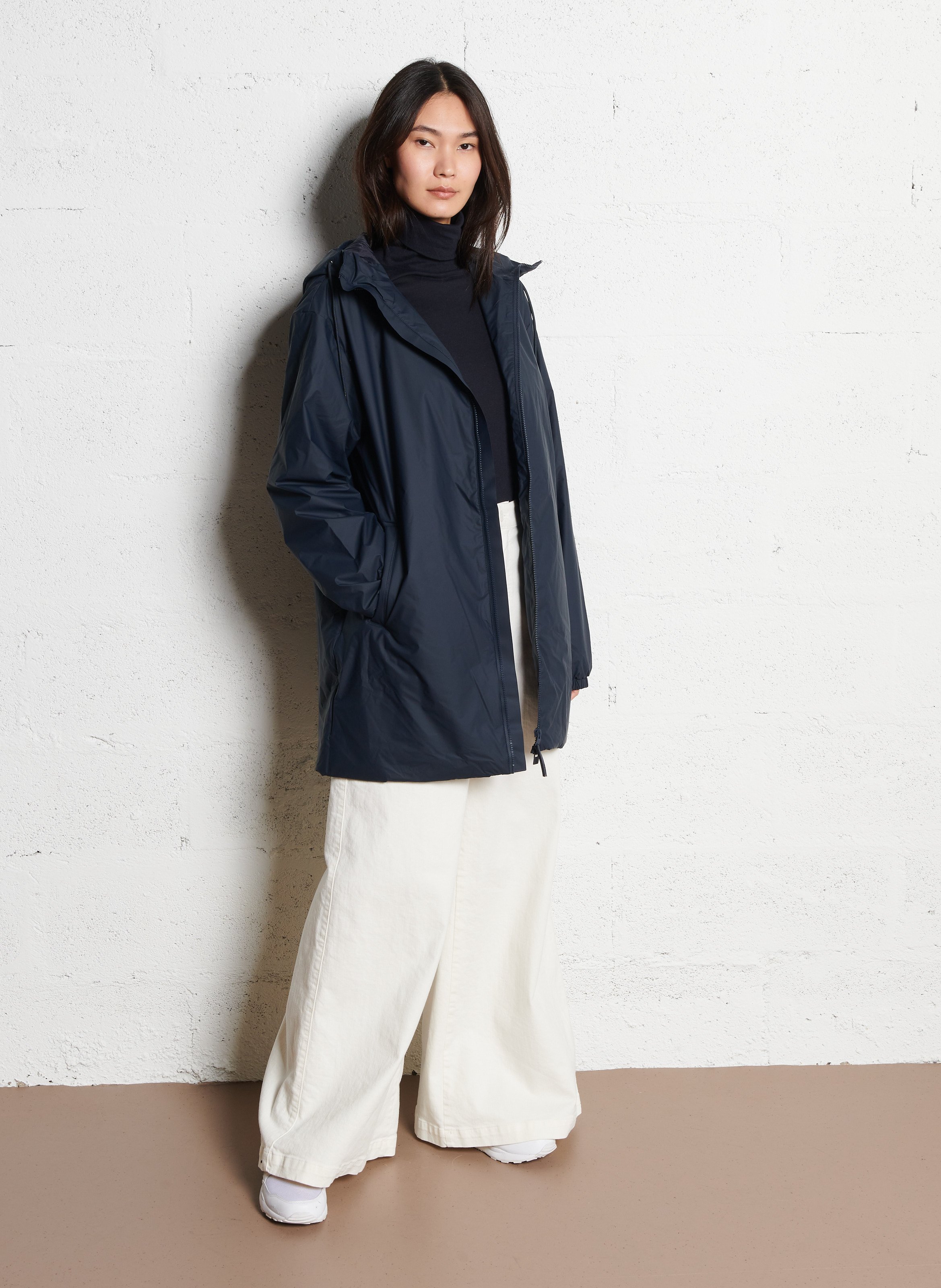 Imperméable col montant droit à capuche RAINS Bleu