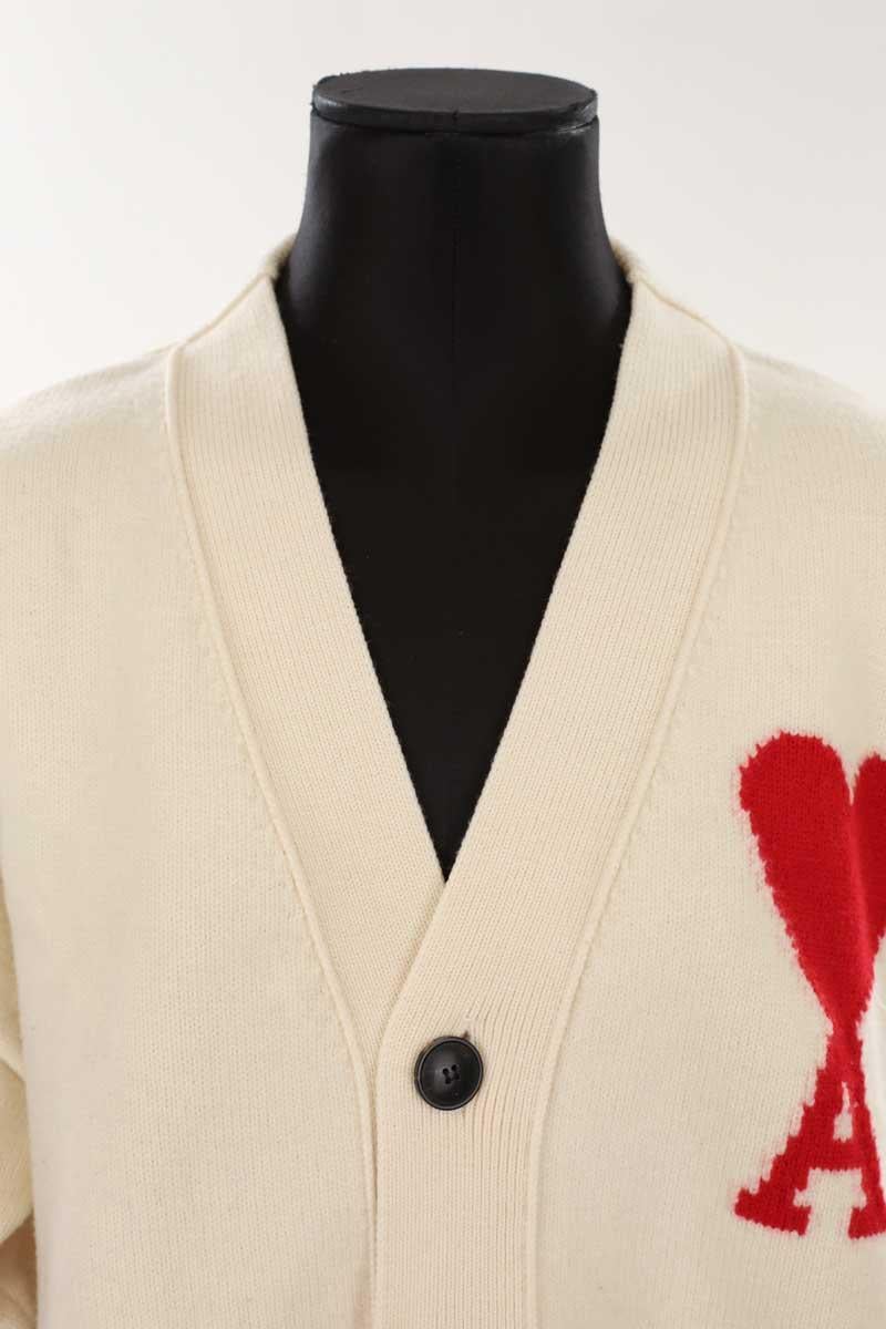 Chip wool cardigan AMI PARIS - Seconde Main Beige