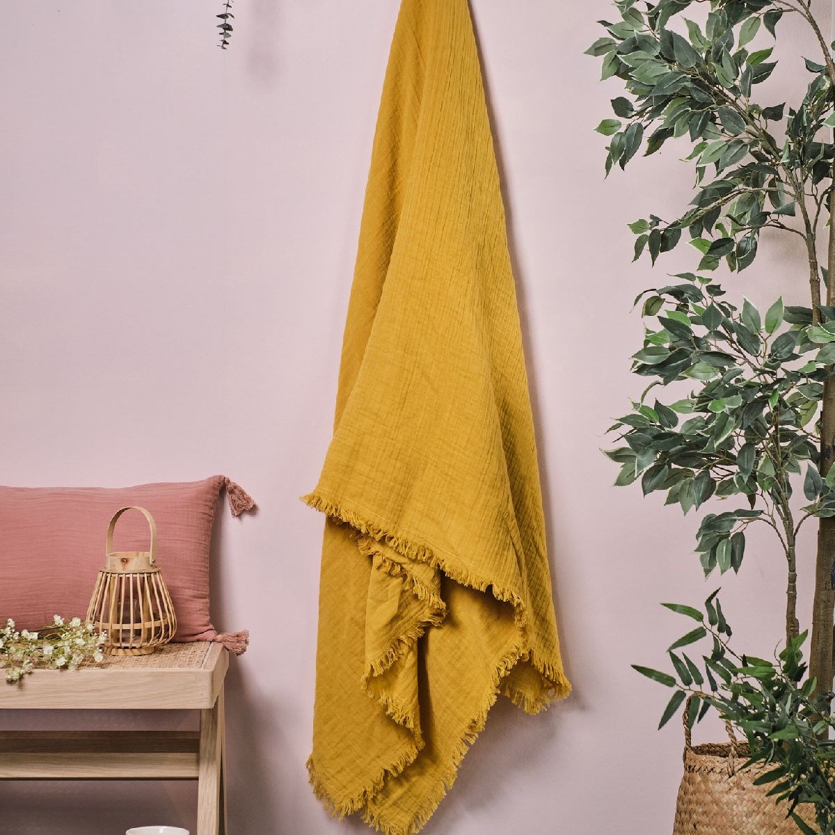 Solid color cotton gauze scarf TODAY LINGE DE MAISON Yellow