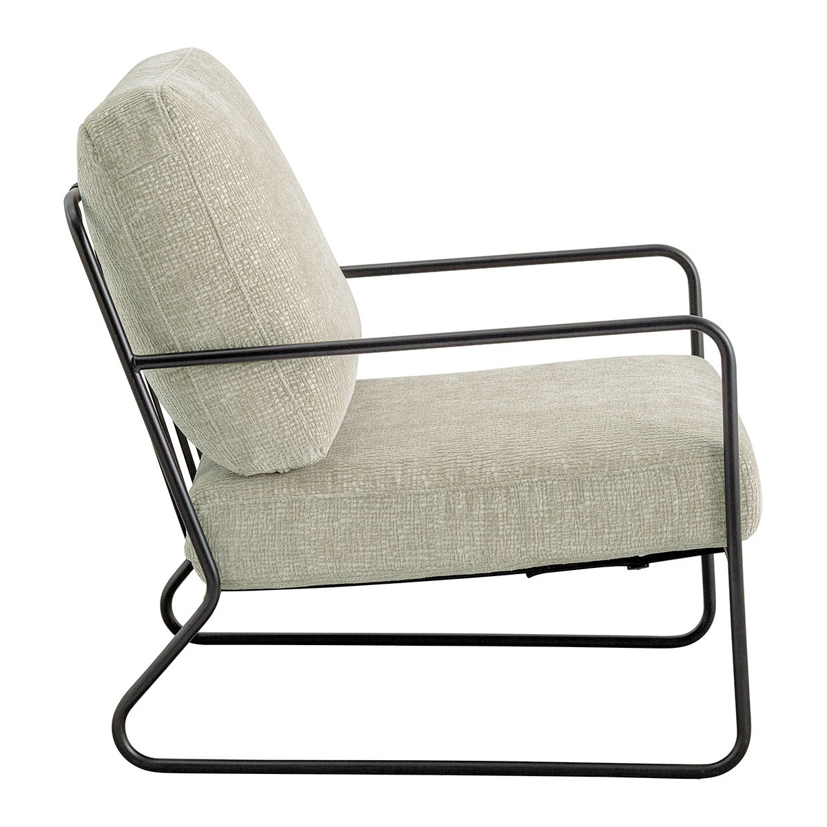Velvet and metal jacquard fabric armchair BLANC D'IVOIRE Beige