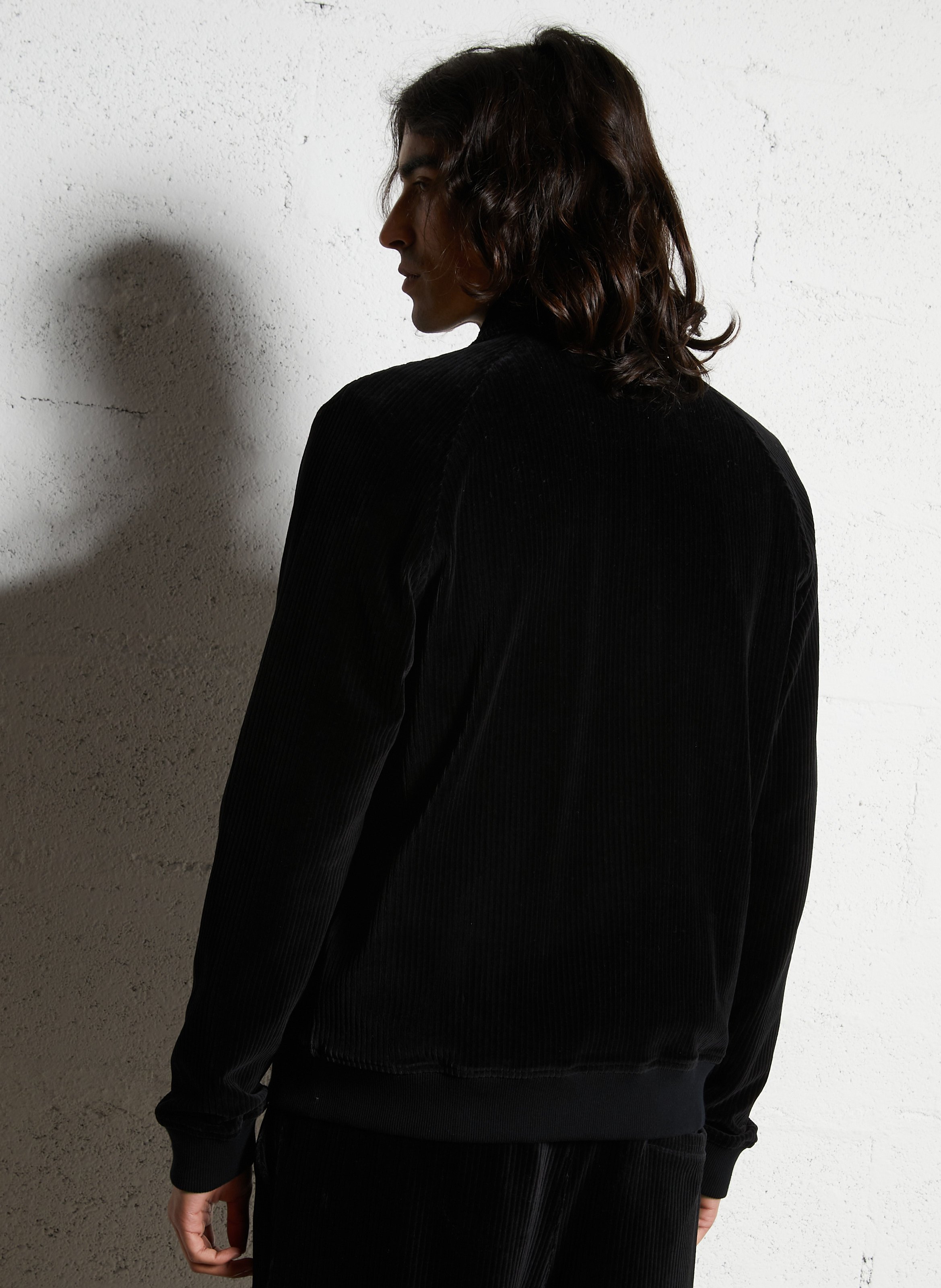 Straight ribbed cotton blend jacket IKKS Black