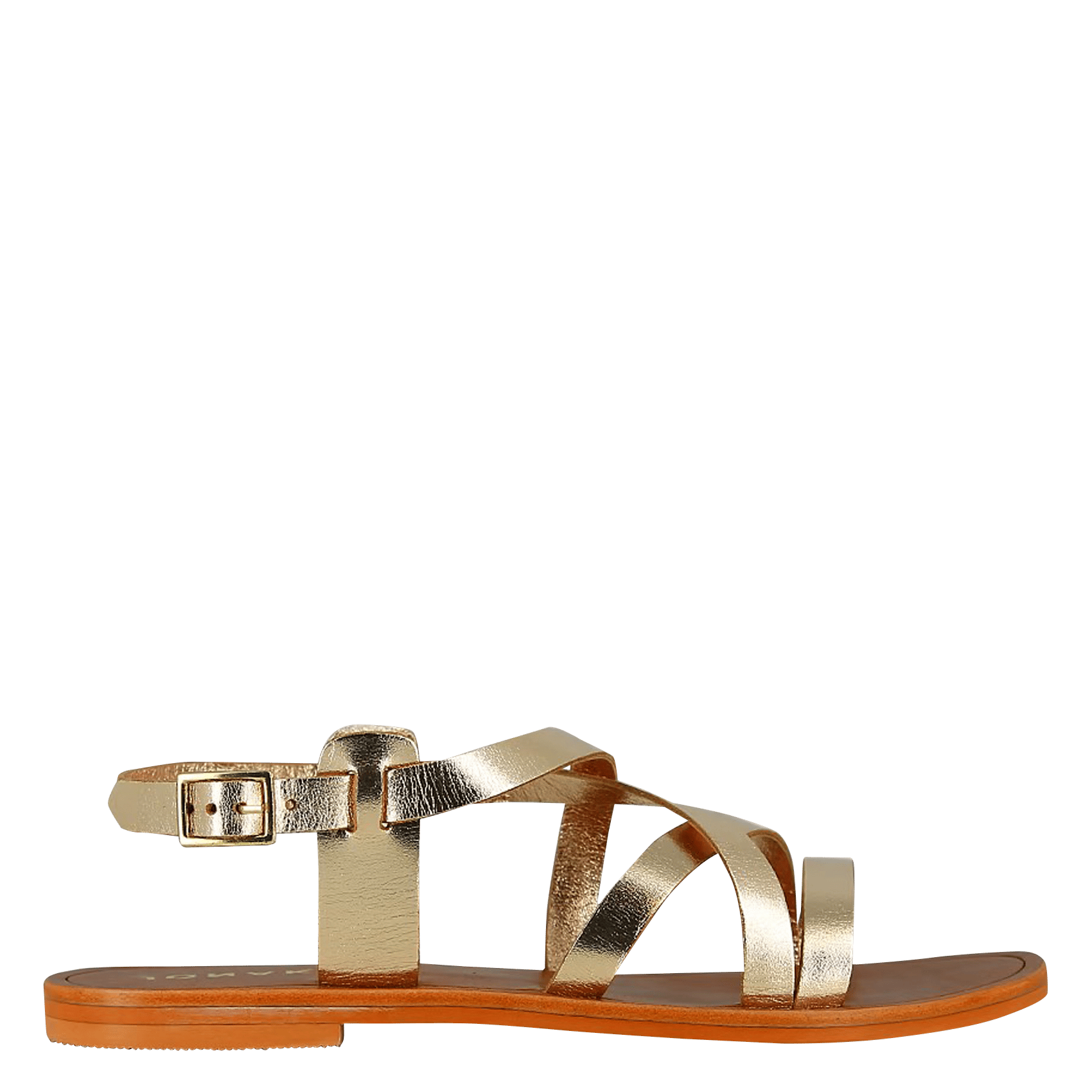 Flat metallic leather sandals JONAK Golden
