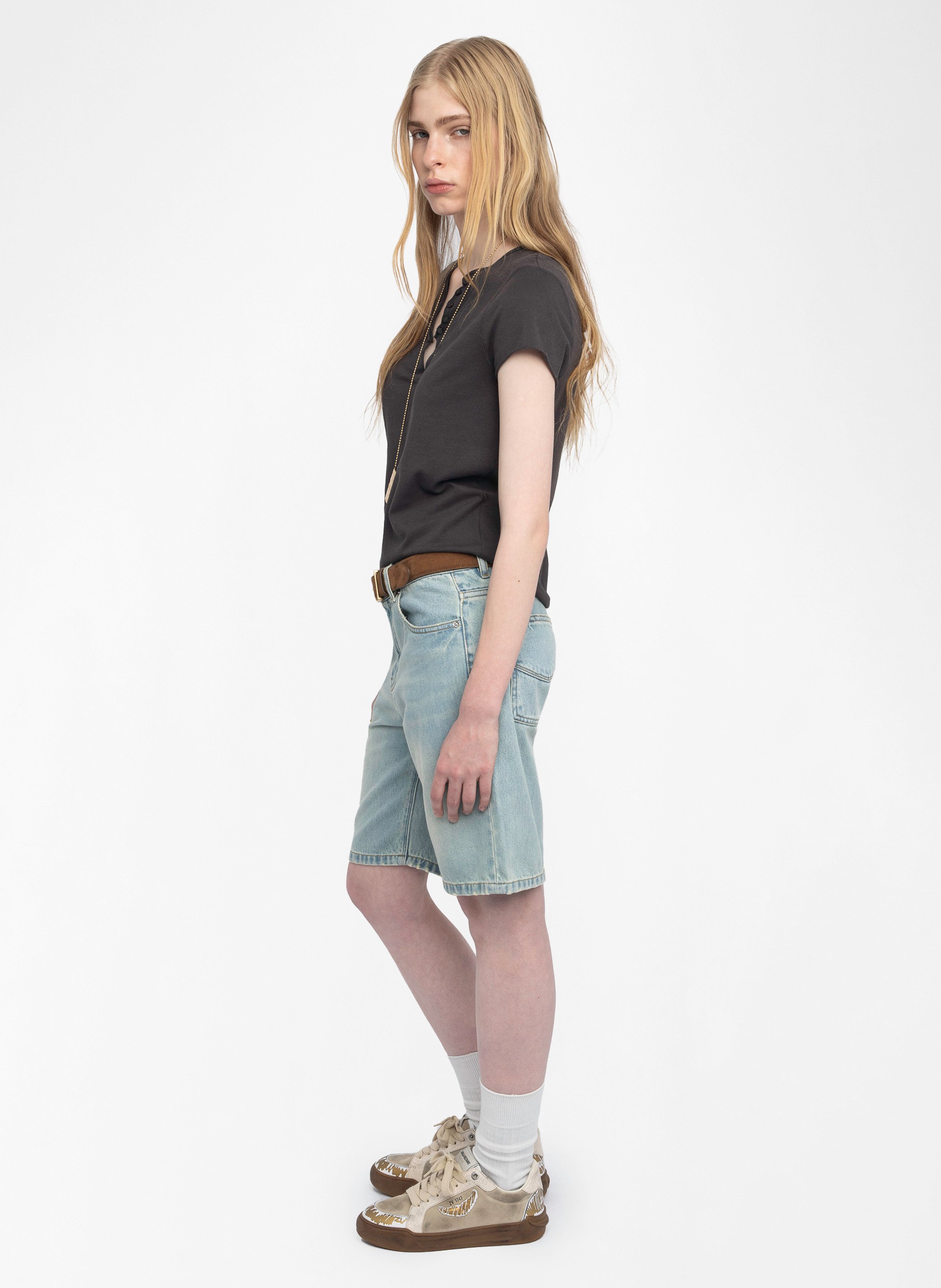 Tee-shirt droit en coton bio ZADIG&VOLTAIRE Marron