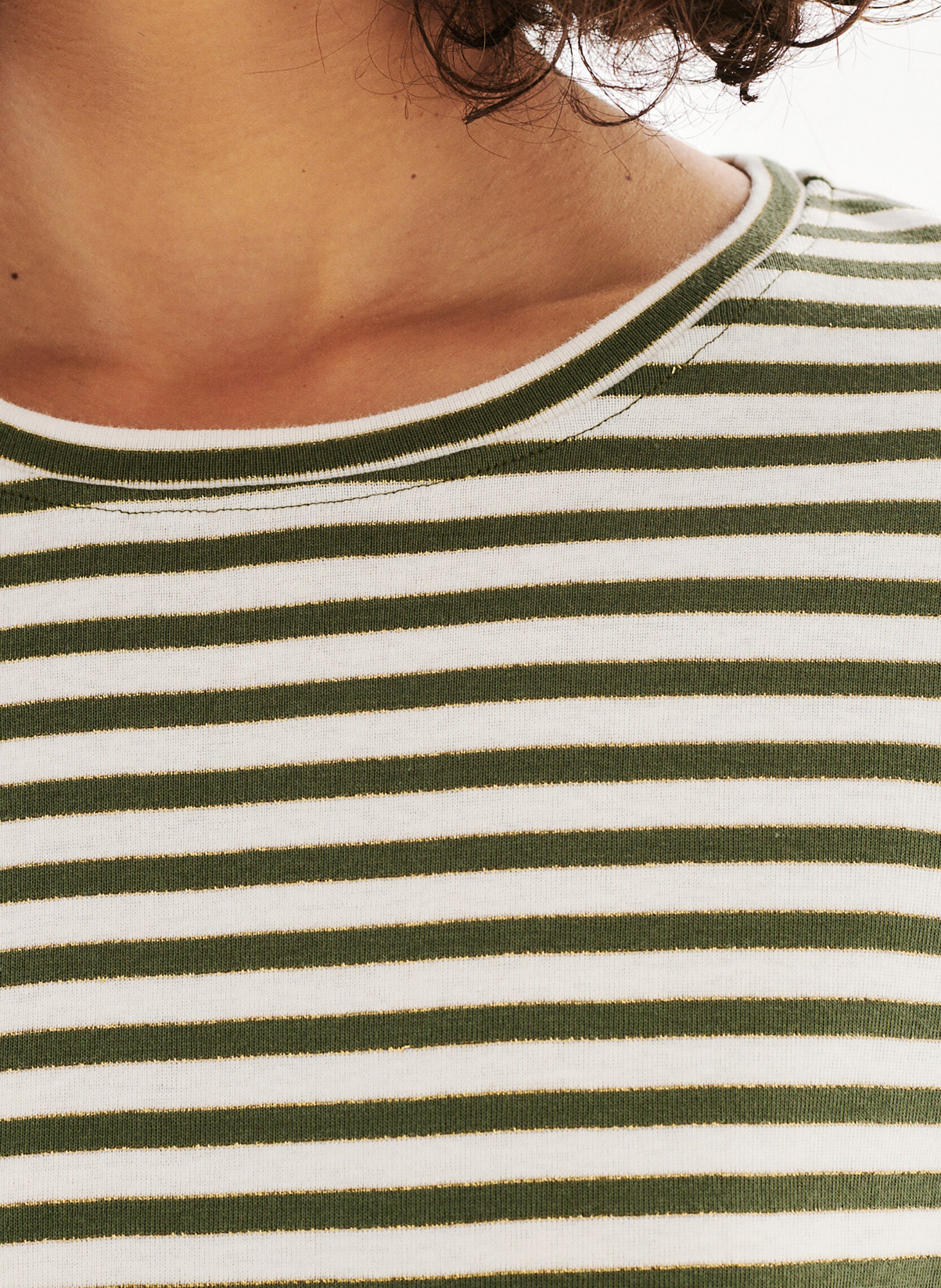 Tee-shirt col rond droit à rayures CAROLL Vert