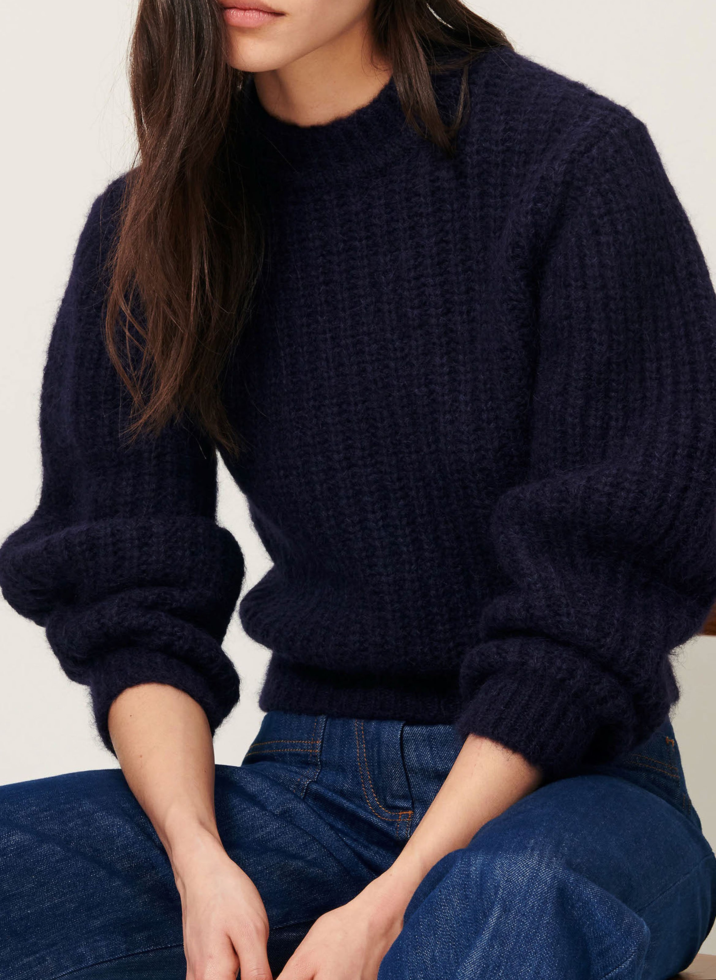 Pull droit col montant  SESSUN Bleu