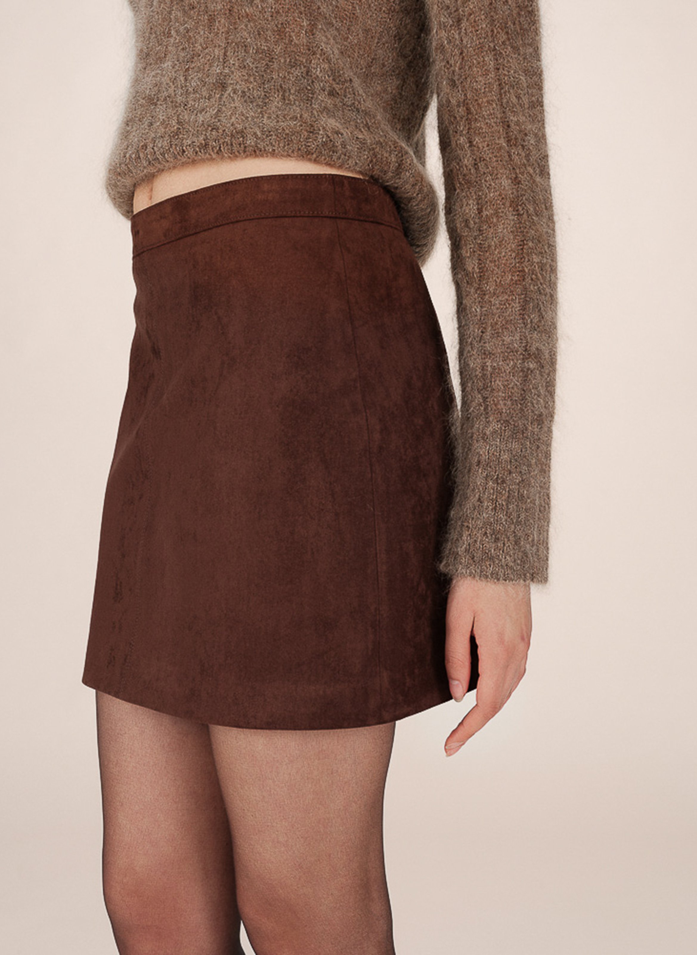 Jupe courte aspect suède GRACE ET MILA Marron