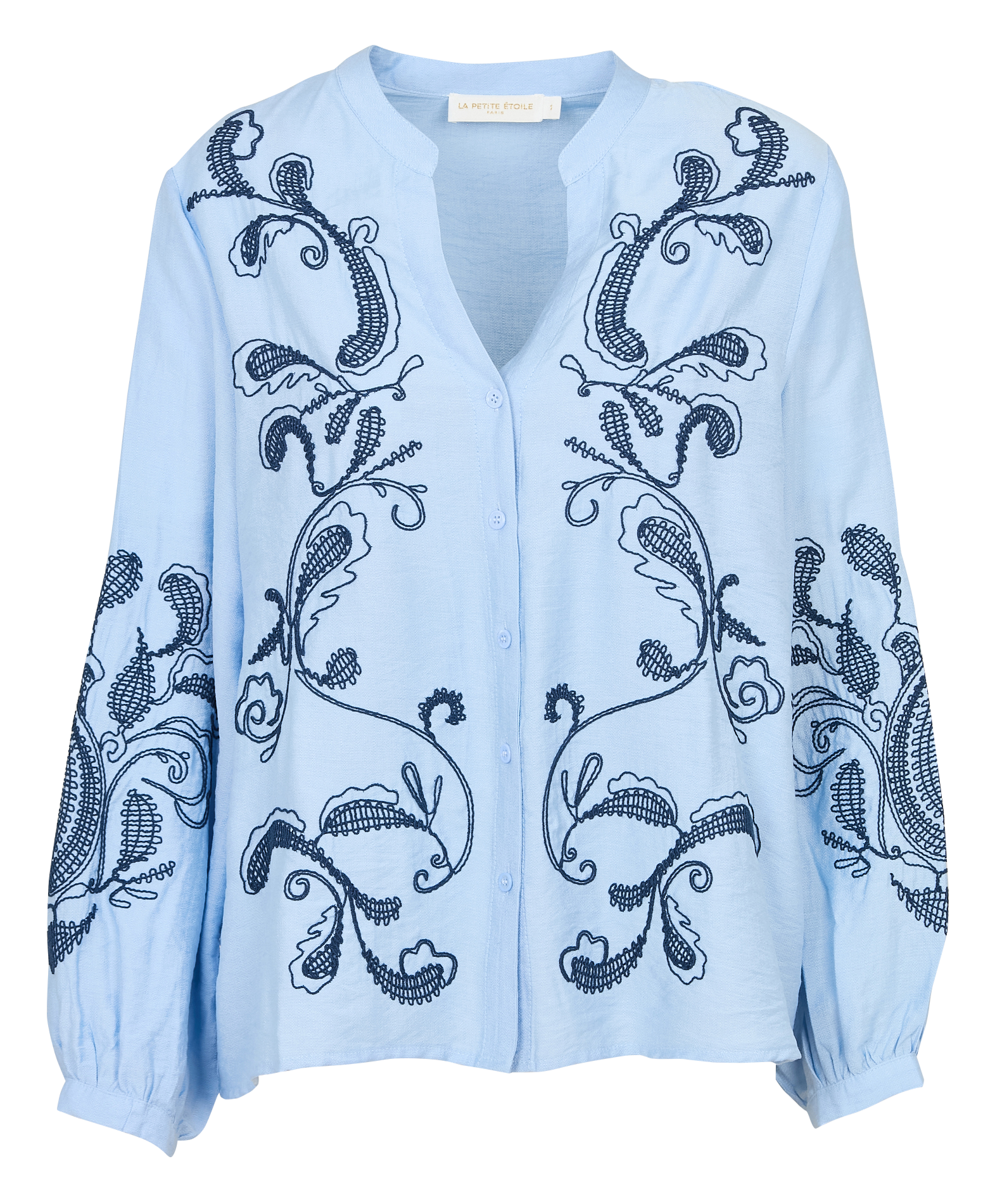 Chemise oversize col tunisien en coton mélangé LA PETITE ETOILE Bleu