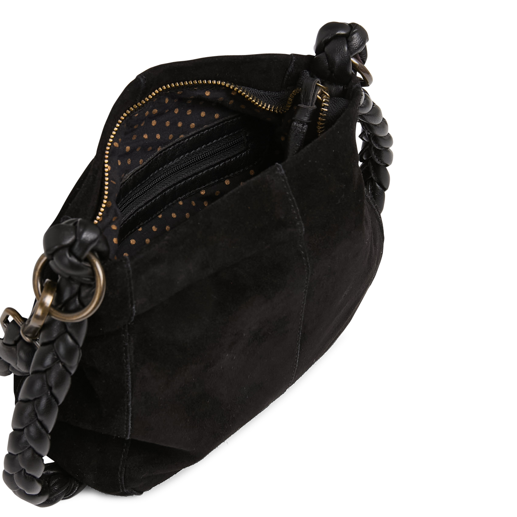 Crossbody bag with braided suede detail PIECES Black