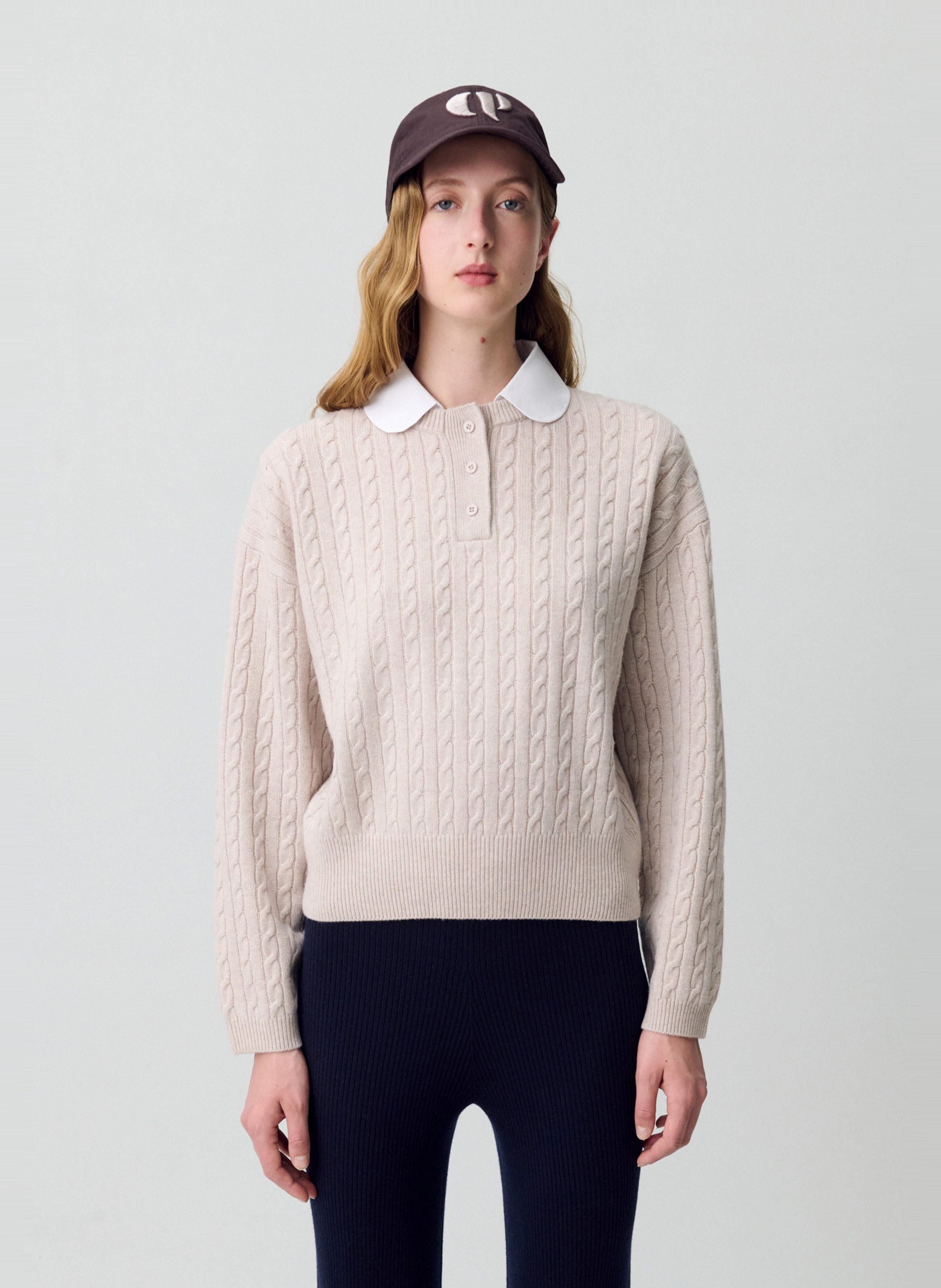 Pull col claudine en laine mélangée CLAUDIE PIERLOT Beige