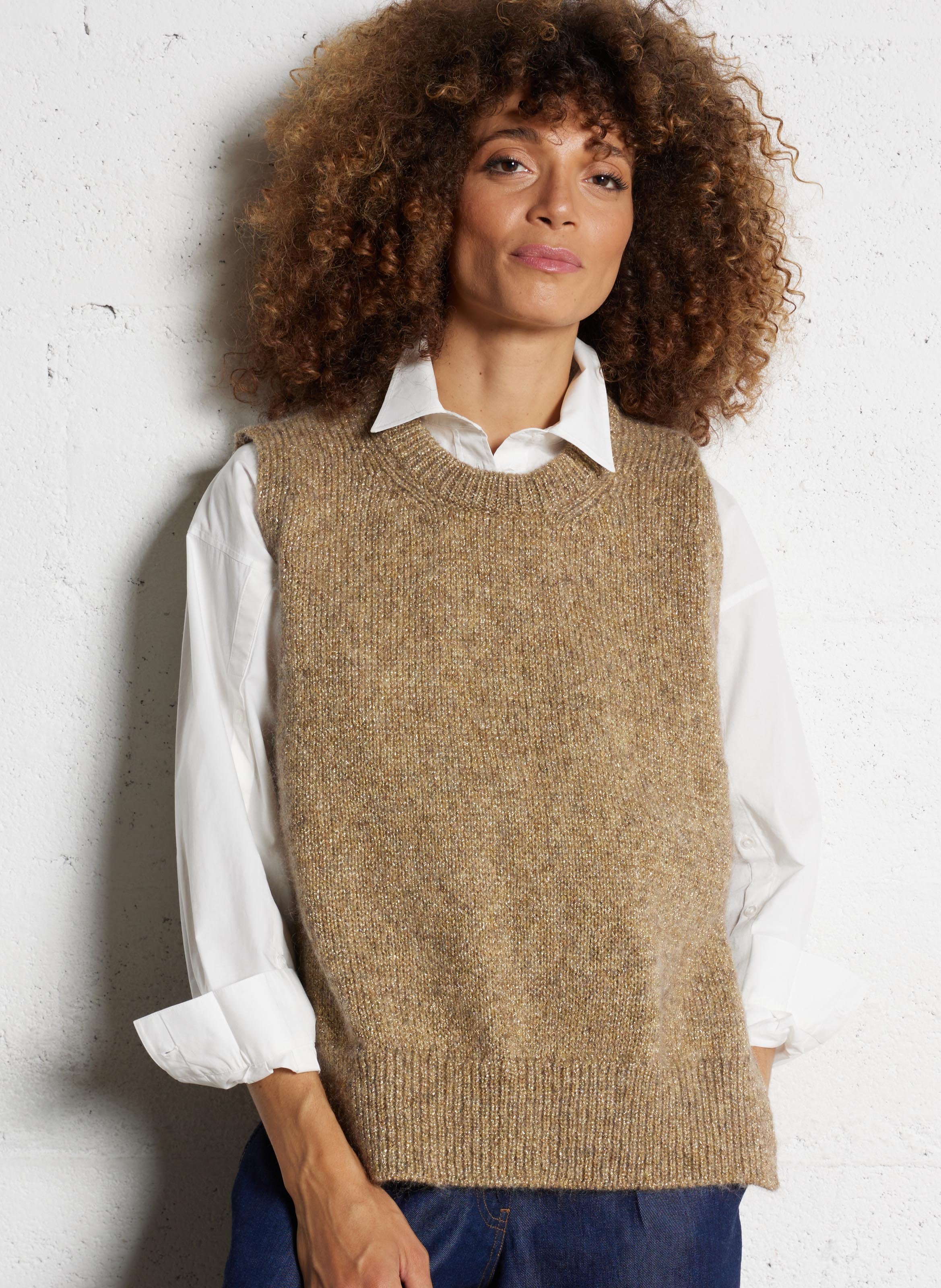 Oversized round neck metallic sweater MAISON ANJE