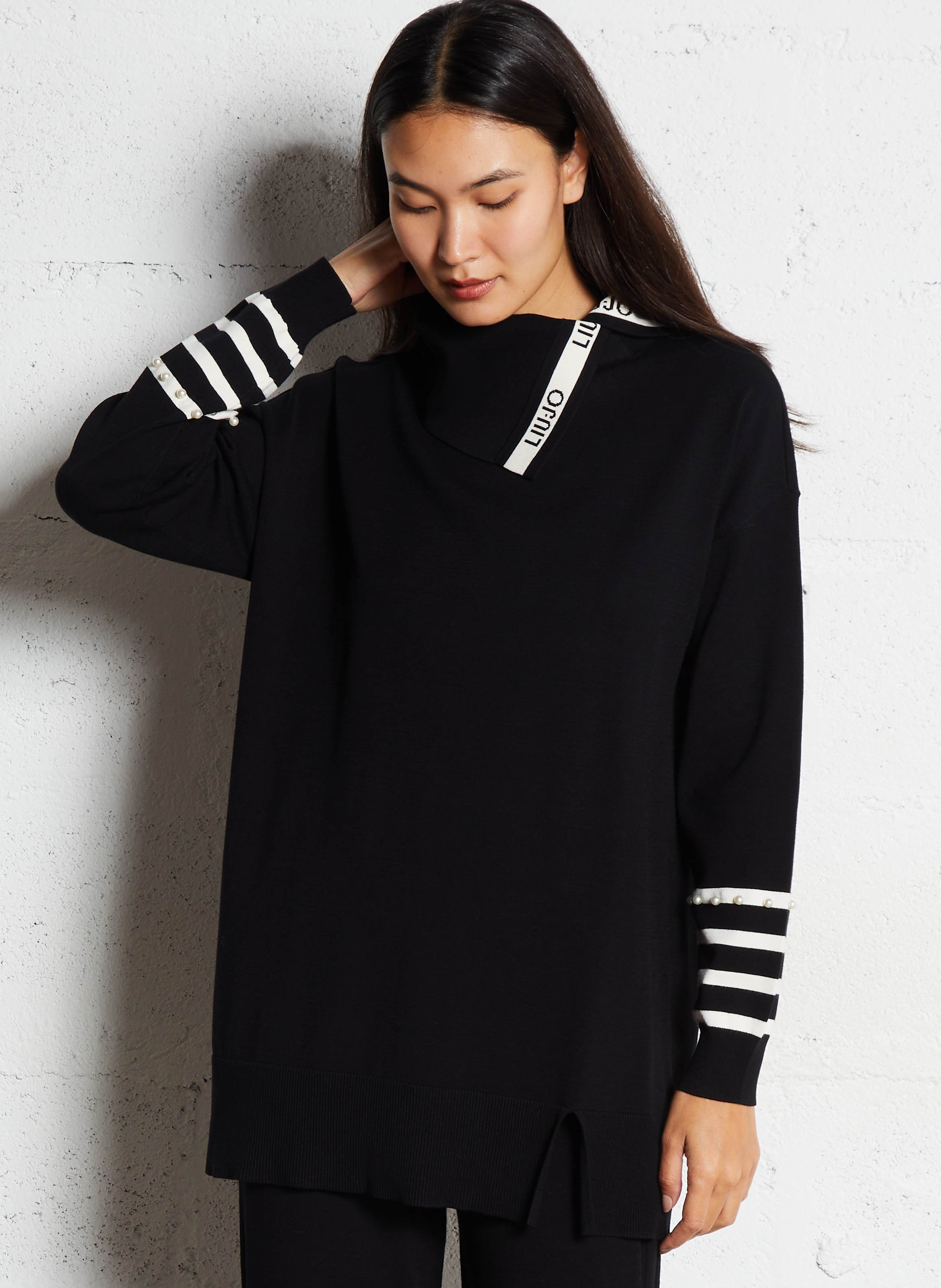 Gerade geschnittener Strickpullover LIU JO Schwarz