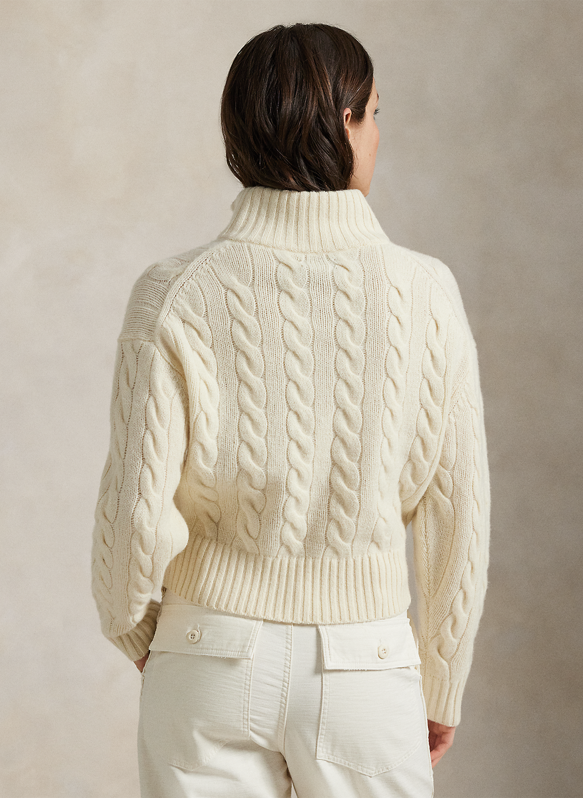 Pull col montant en laine et en cachemire POLO RALPH LAUREN Blanc